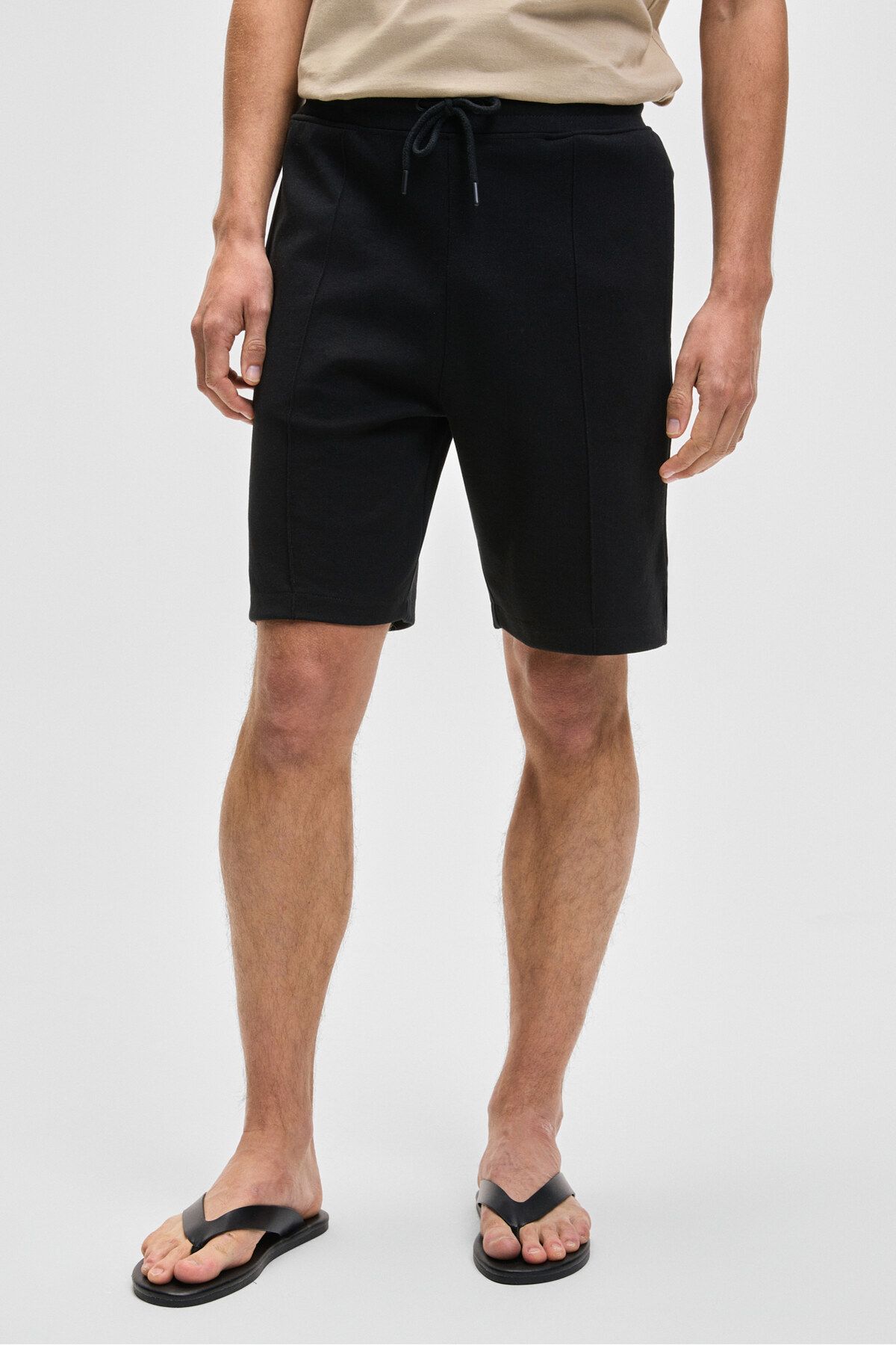 GRIMELANGE-Matsen Men's Relaxed Black Shorts with Elastic Waistband Side and Back Pockets 5