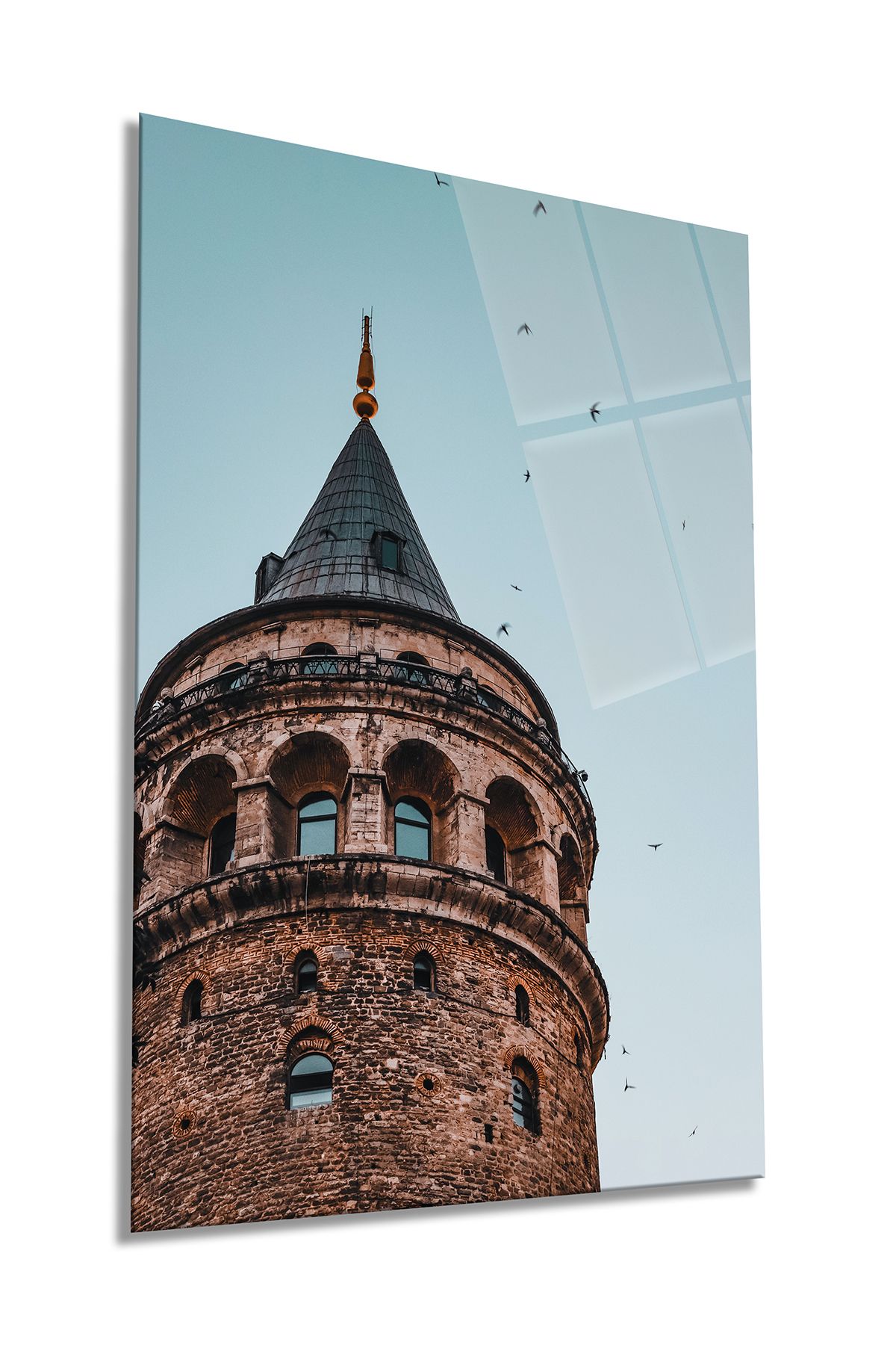Rosyvien Galata Kulesi İstanbul Dikey Cam Tablo, Ev ve Ofis Duvar Dekoru, Lüks Hediyelik, Kırılmaz Çizilmez