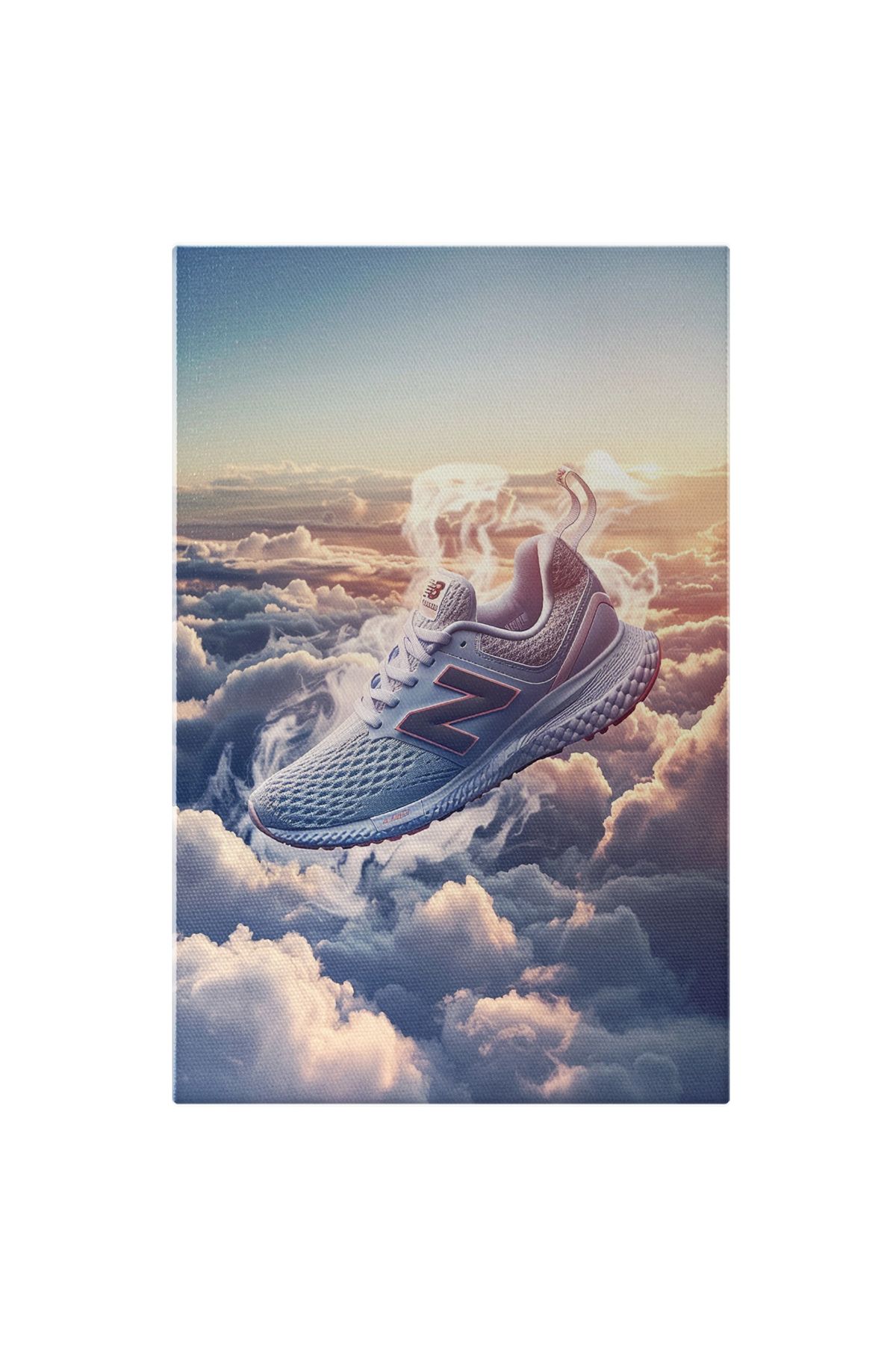StoryGift Romania Tablou Canvas Incaltaminte Sport Adidasi Albi New Balance Plutind Deasupra Norilor Albi Pufosi - 40 x 25