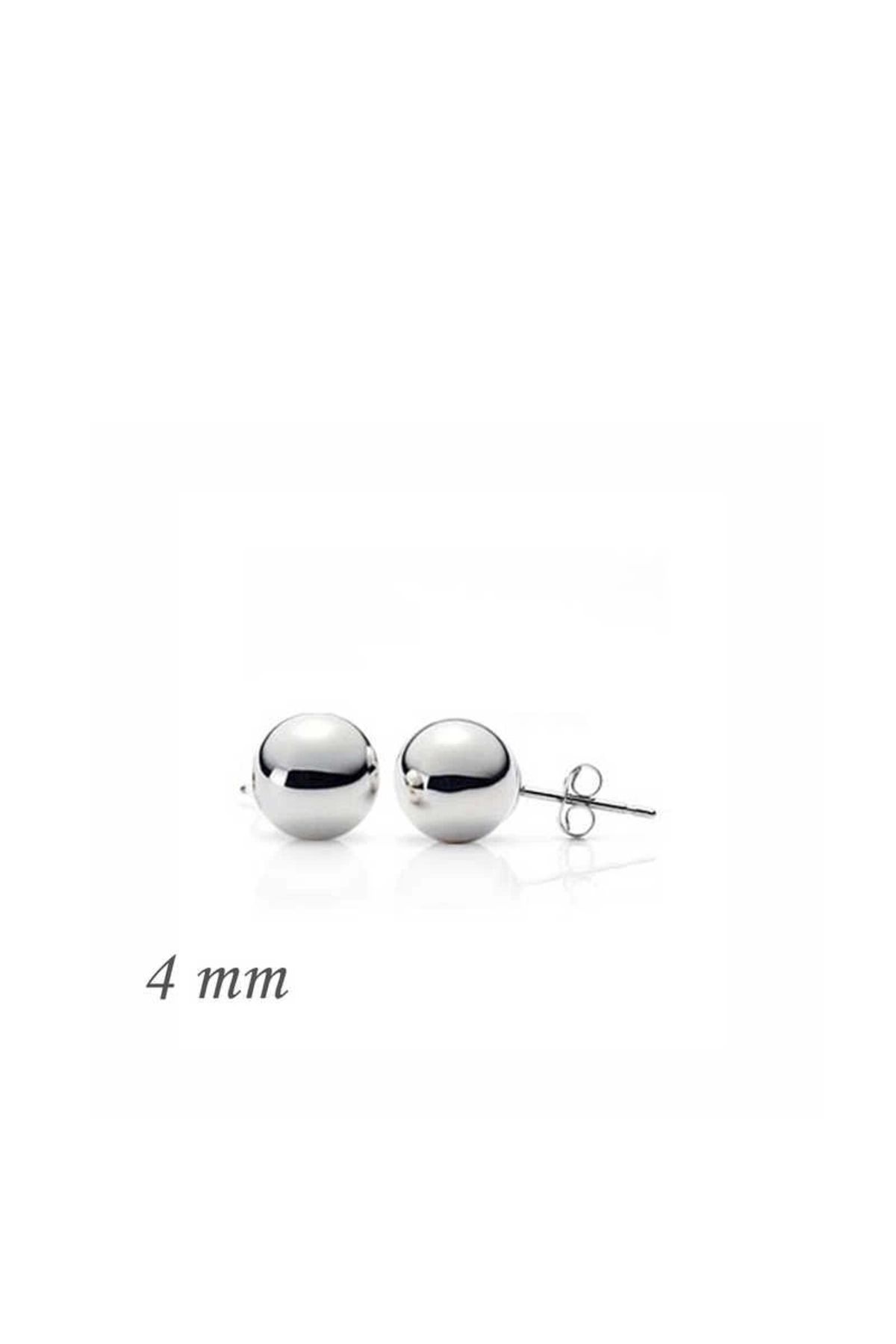 luz&pos Gümüş Top Küpe - 4 mm