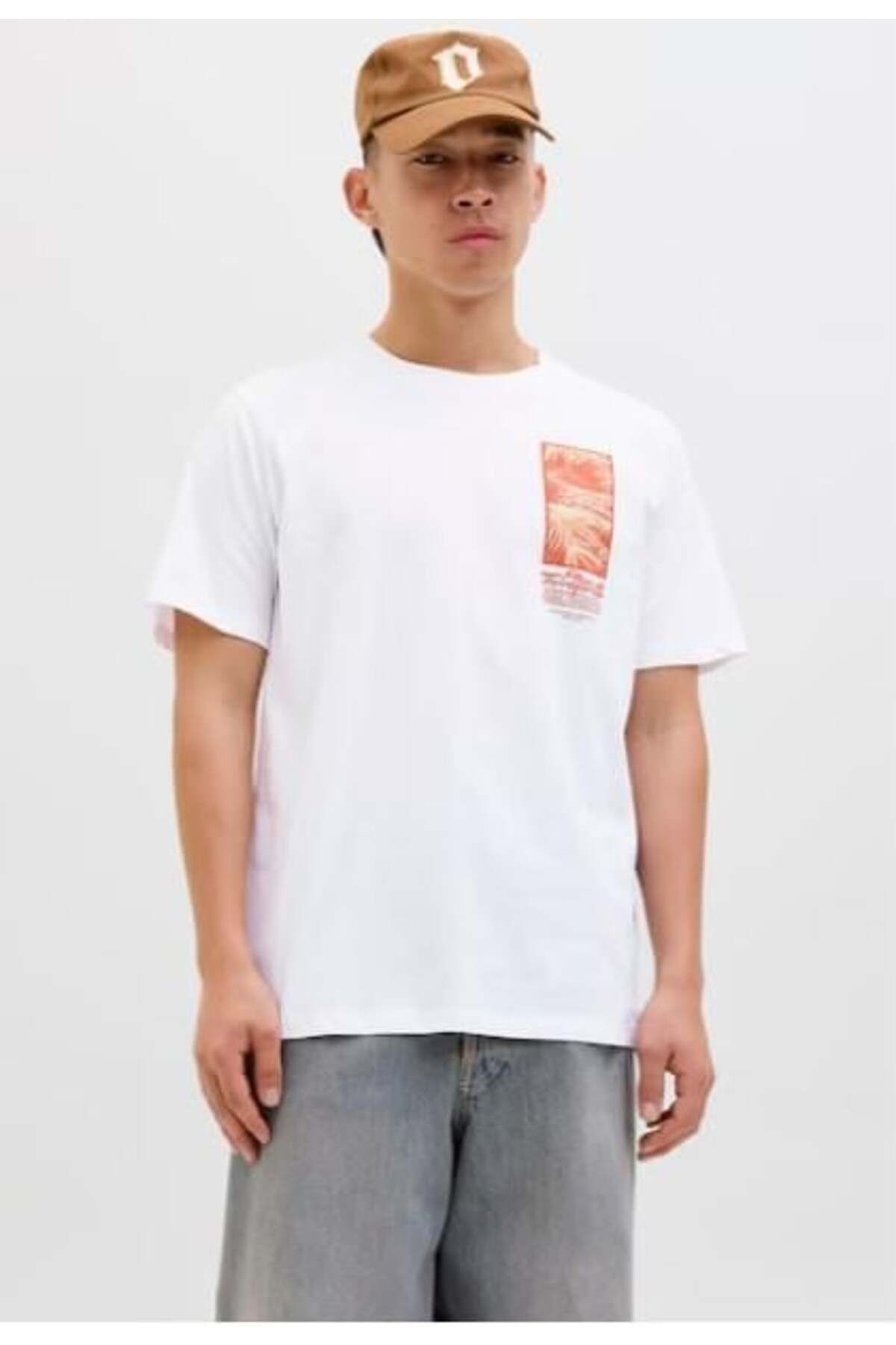Jack & Jones JACK&JONES Erkek JORALMERIA PALMS TEE SS CREW NECK 12281807