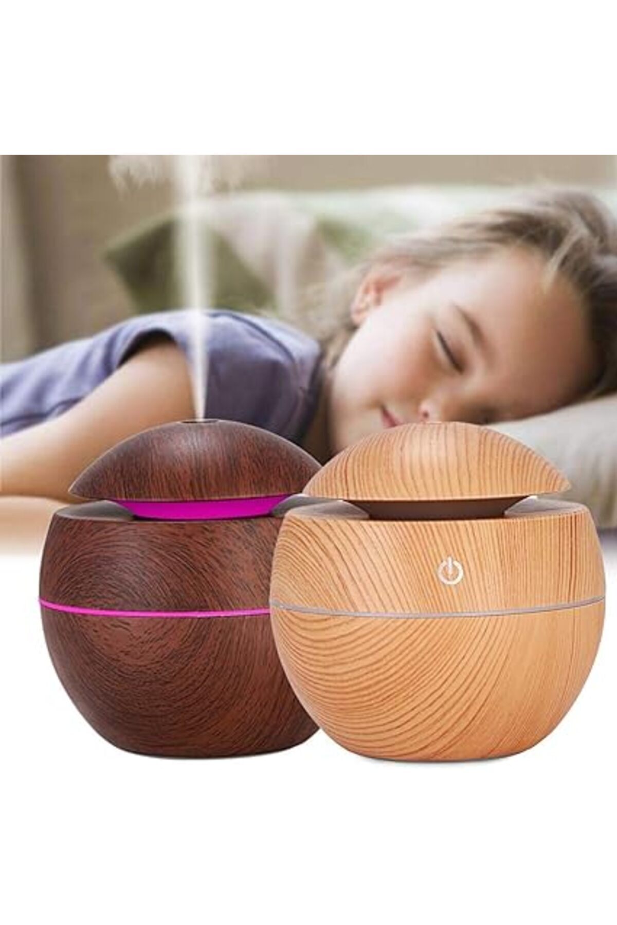 MACVI-Macvi® UM-06 Aromatherapy Humidifier Diffuser, with 7 LED Colors, USB, 130 ml, Round, Brown 5