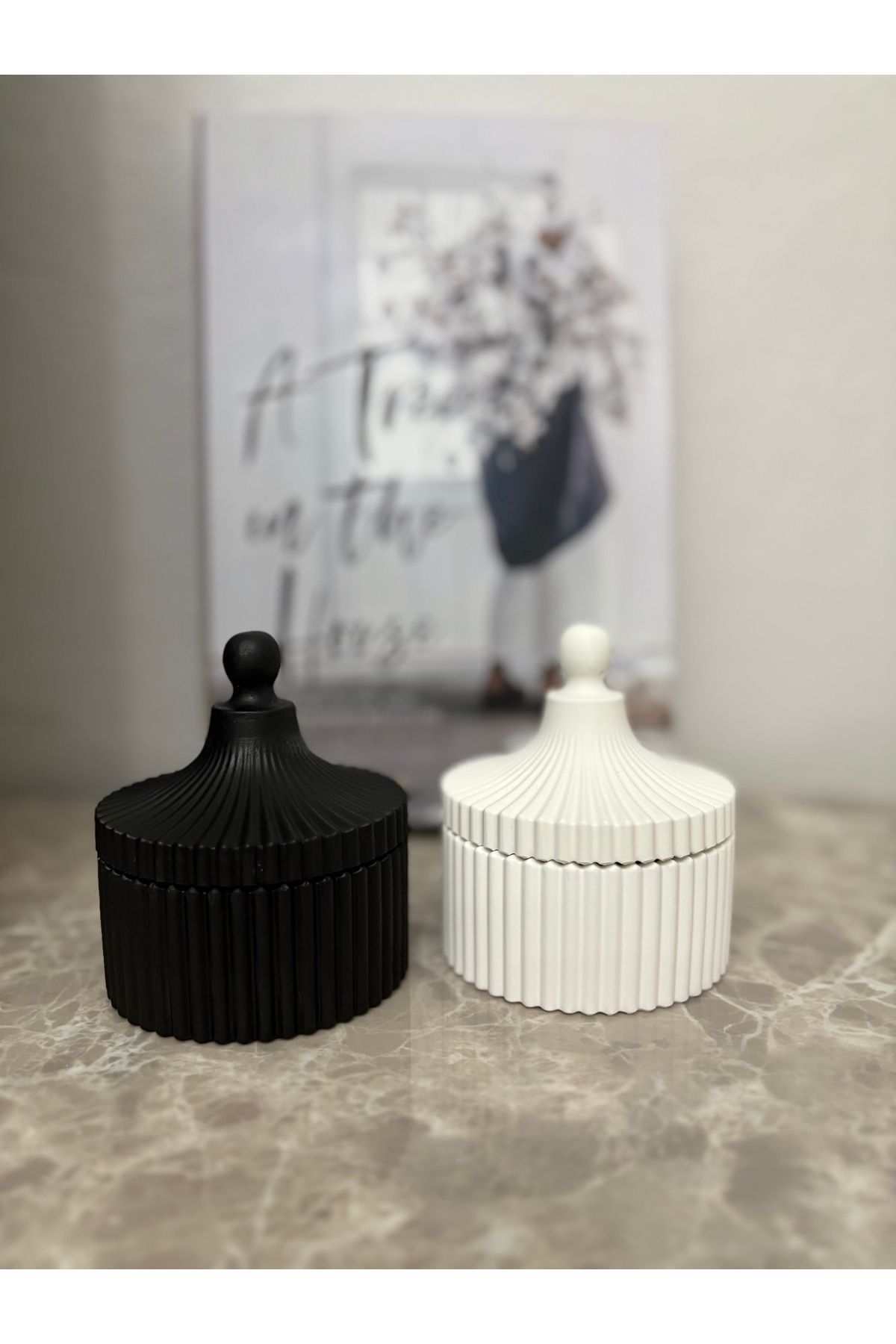 camas candle Taş Tozu Mumluk ve Soya Wax Mum