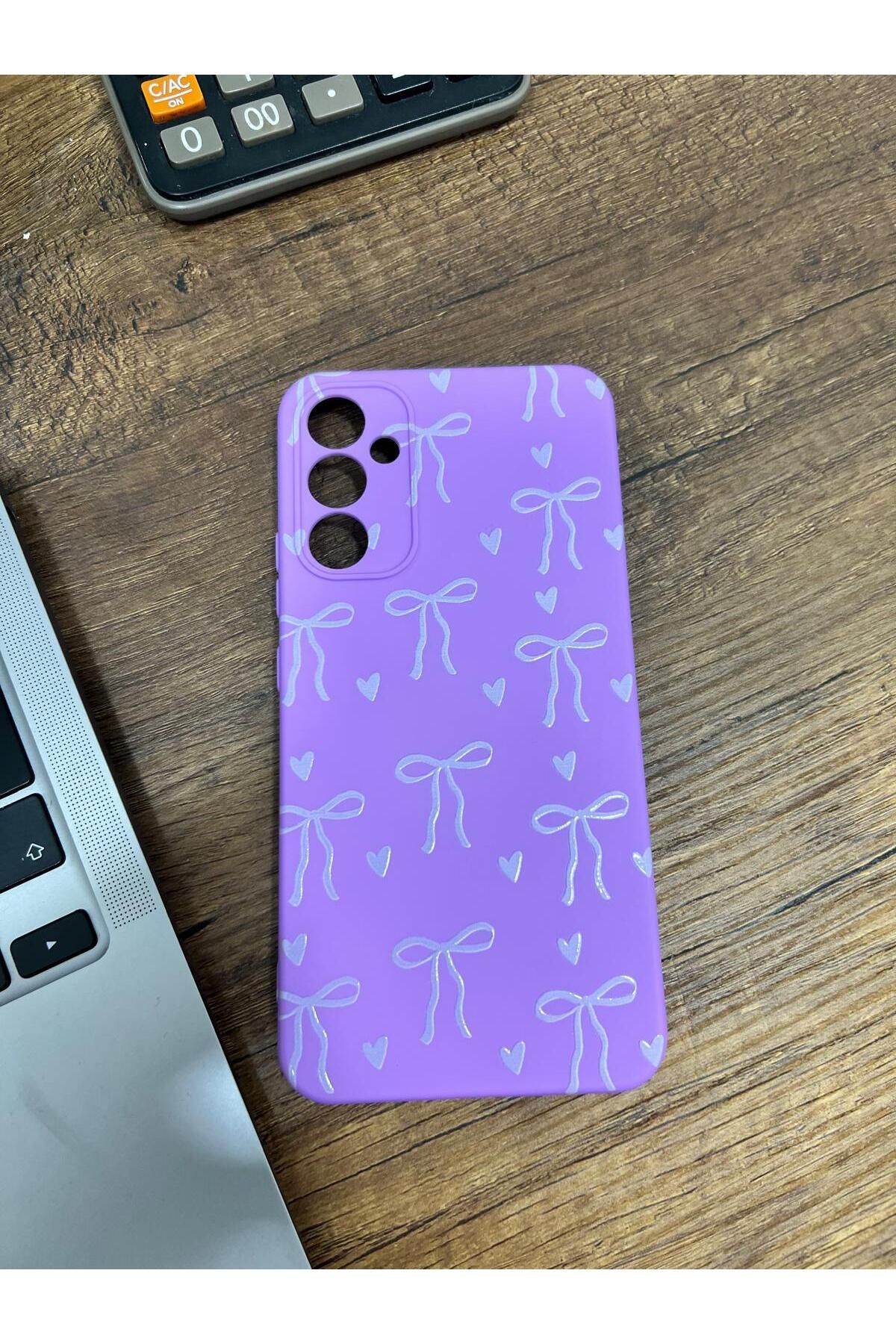 HZR Samsung A34 Kurdele Desenli Mor Silikon Kılıf