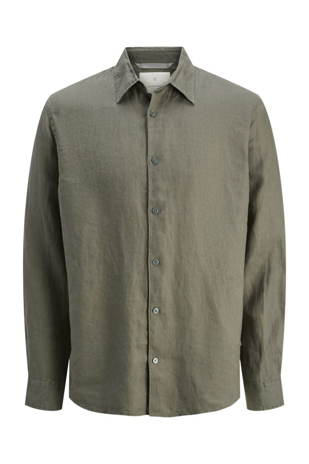 Jack & Jones Erkek Yeşil Jprblalawrence Linen L/s Shirt Sn Gömlek 12273907-Tealeaf
