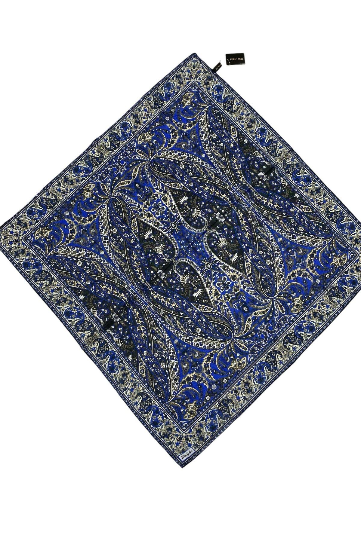 NİSA İPEK RETRO SOFT EŞARP LACİVERT (SR8)