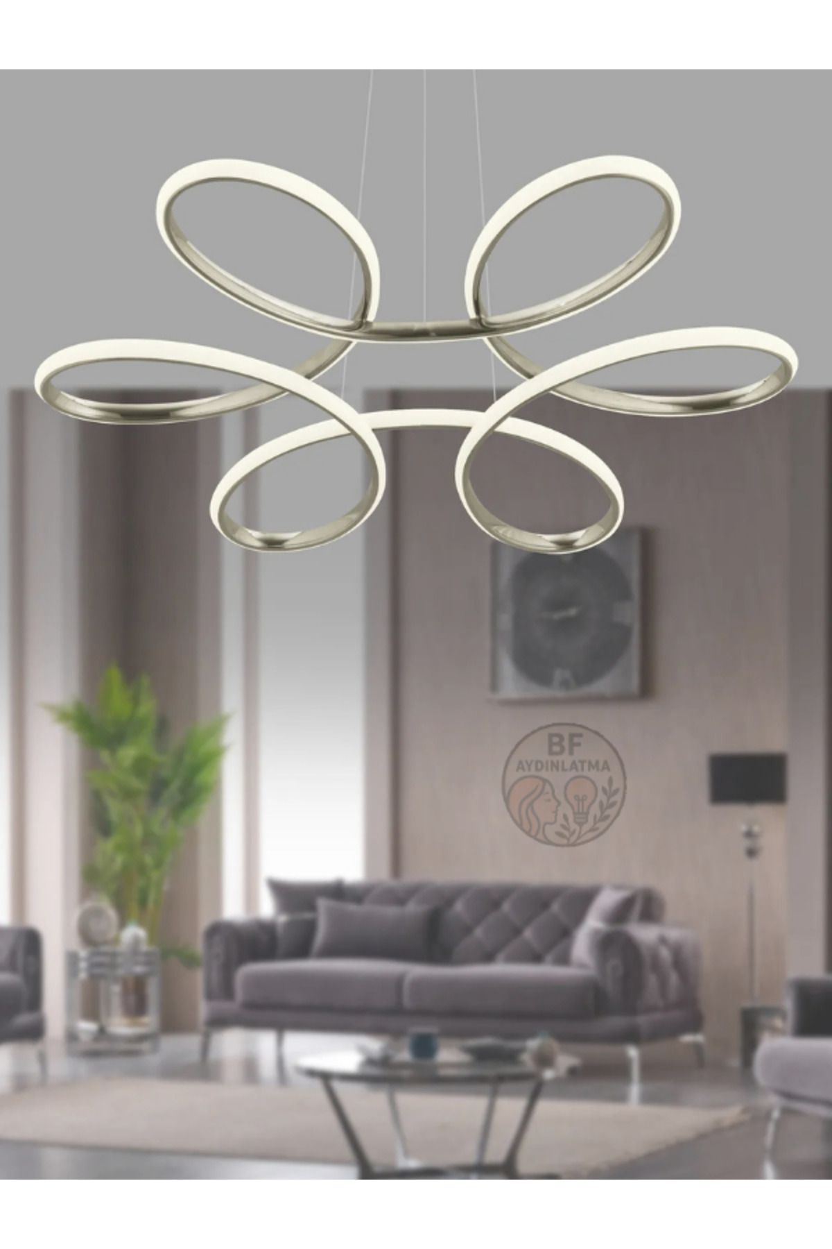B&F STORE NEW STYLE Papatya Gümüş Ledli Lüx Modern Beyaz Power Led Avize