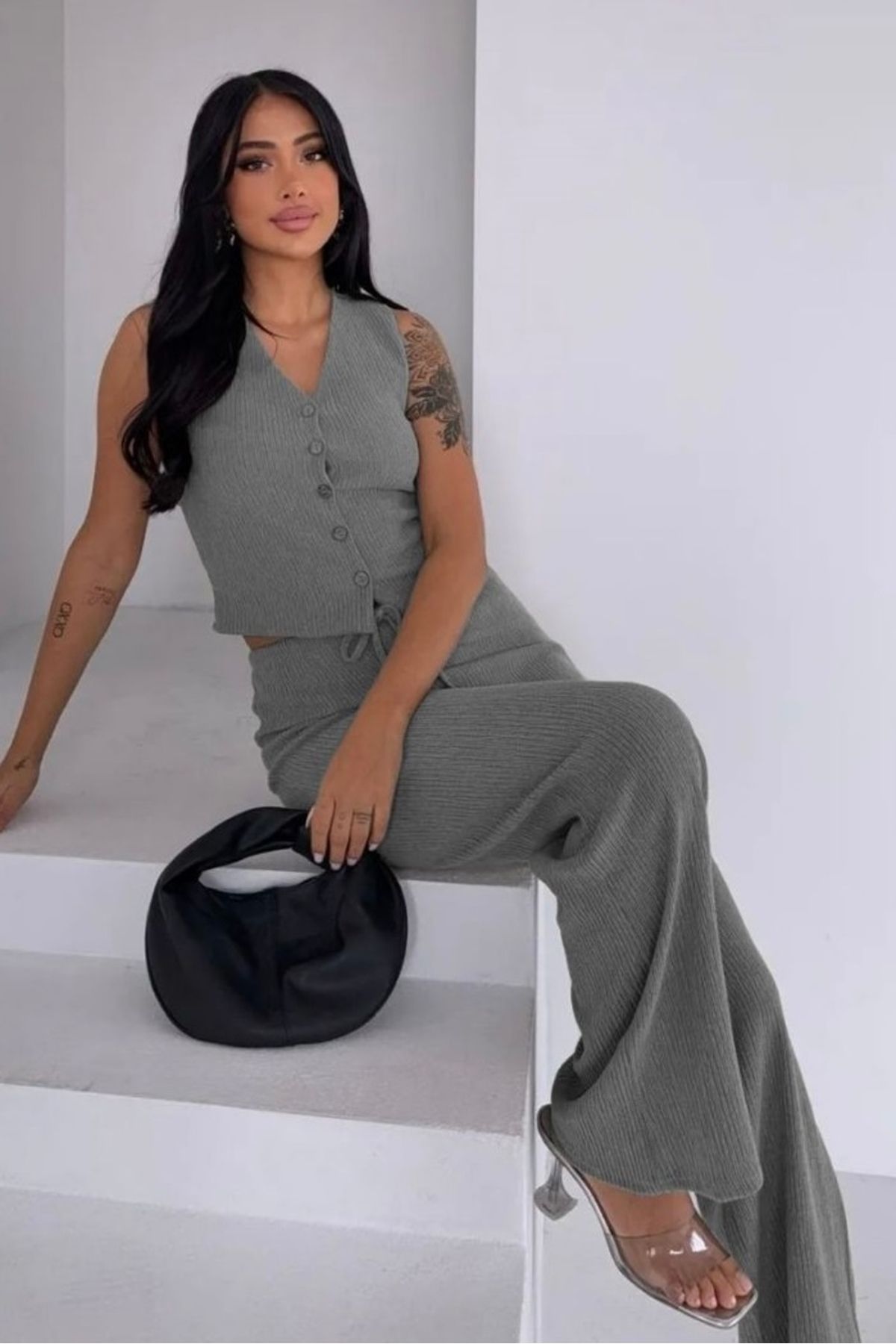 bb butik basic Bürümcük Yelek- Pantolon İkili Takım BC4406
