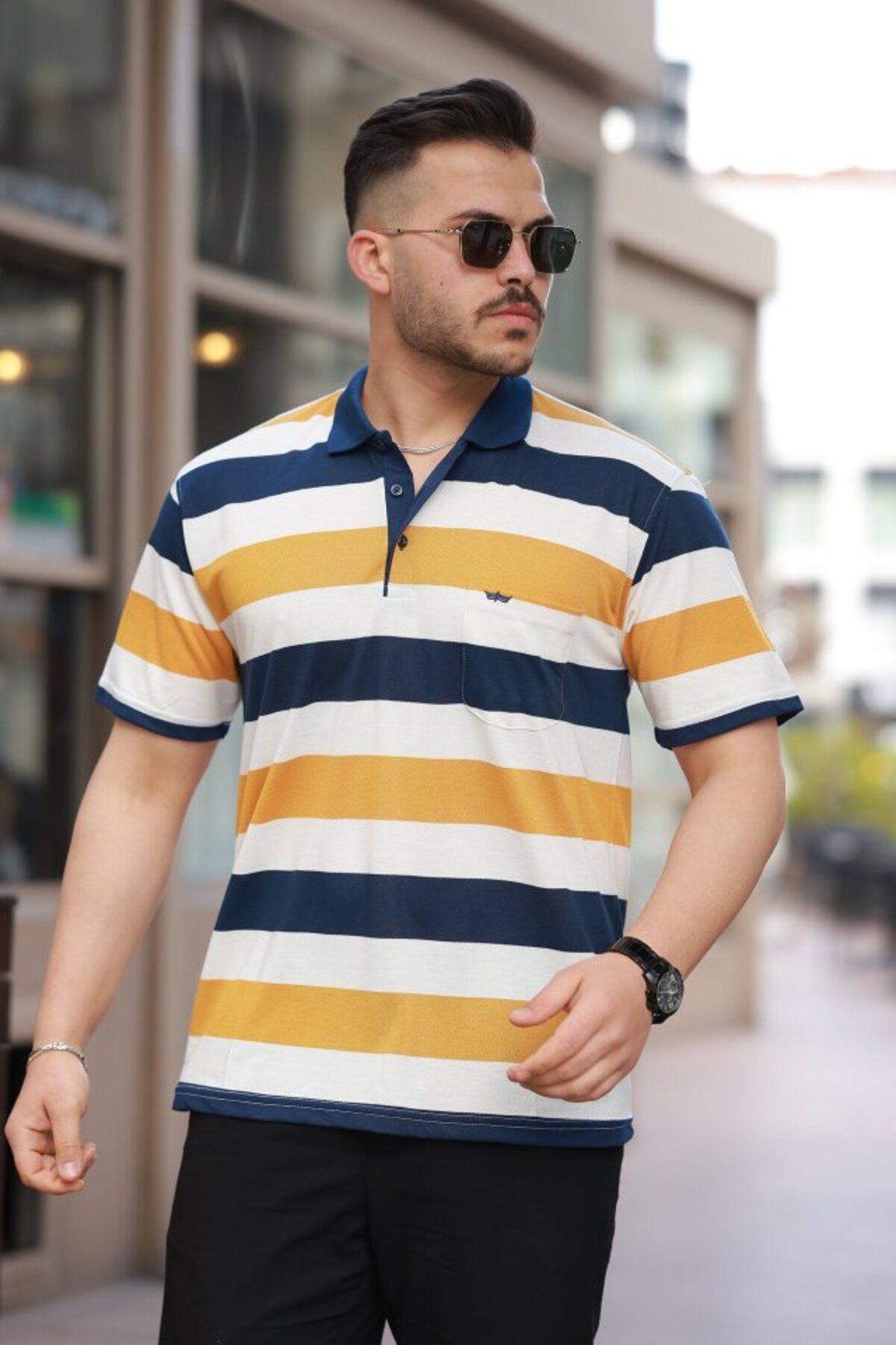 Eserden Erkek Yakalı çok Renkli Kısa Kollu T-shirt