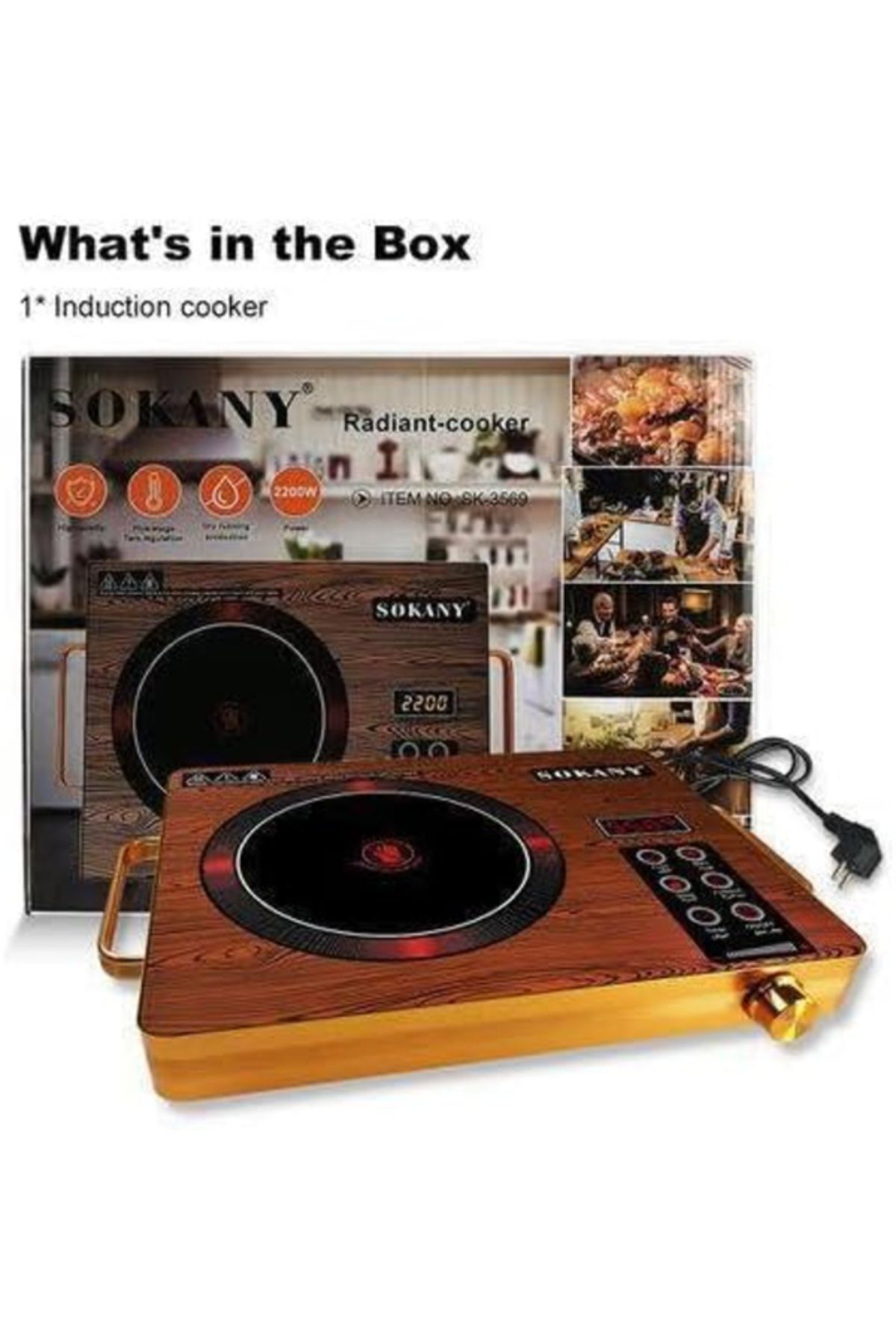 SOKANY-2200W Digital Hotplate – Portable Single Burner with Temp Control, Compact & Fast 3