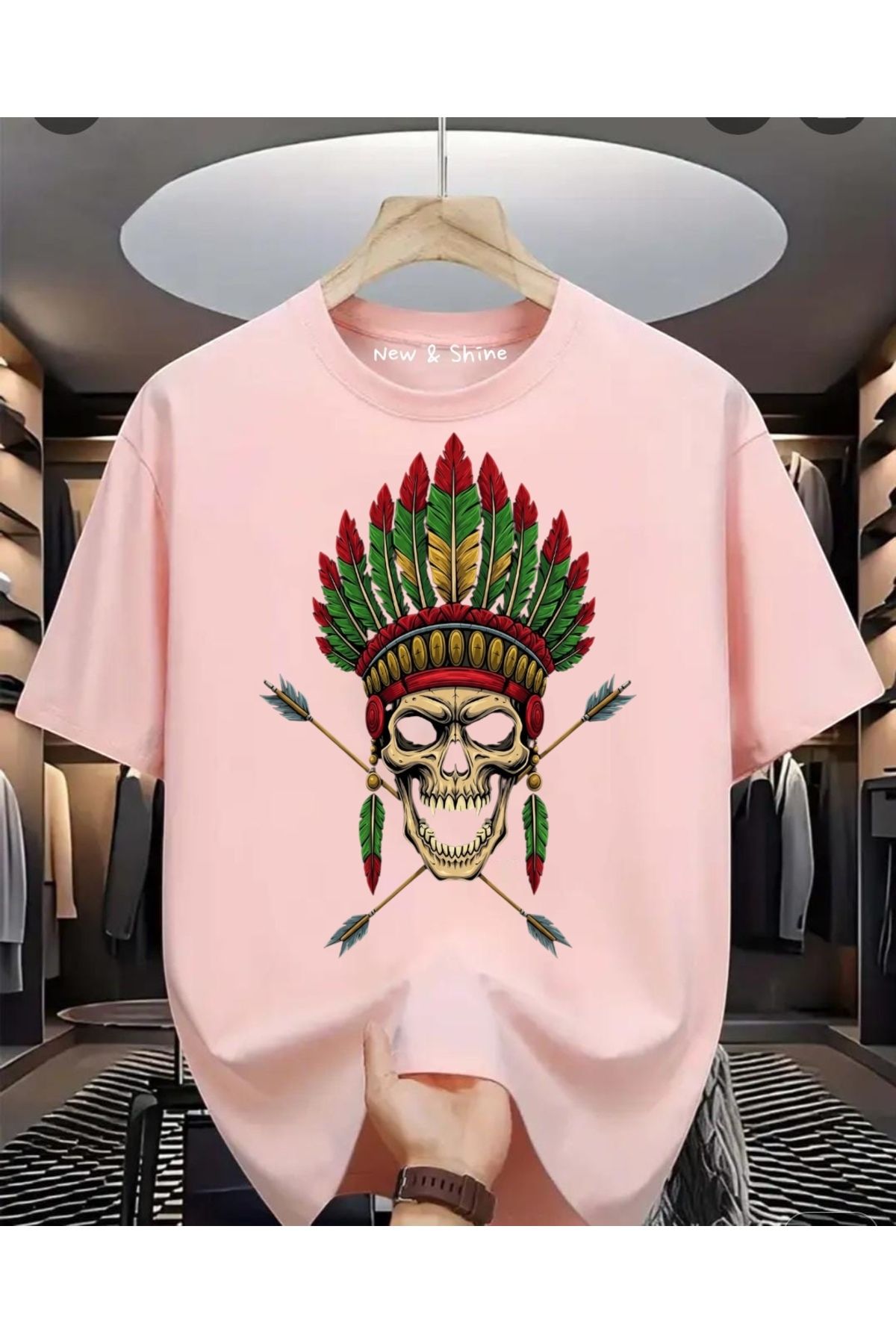 New Shine Kuru Kafa Baskılı Oversize T-Shirt