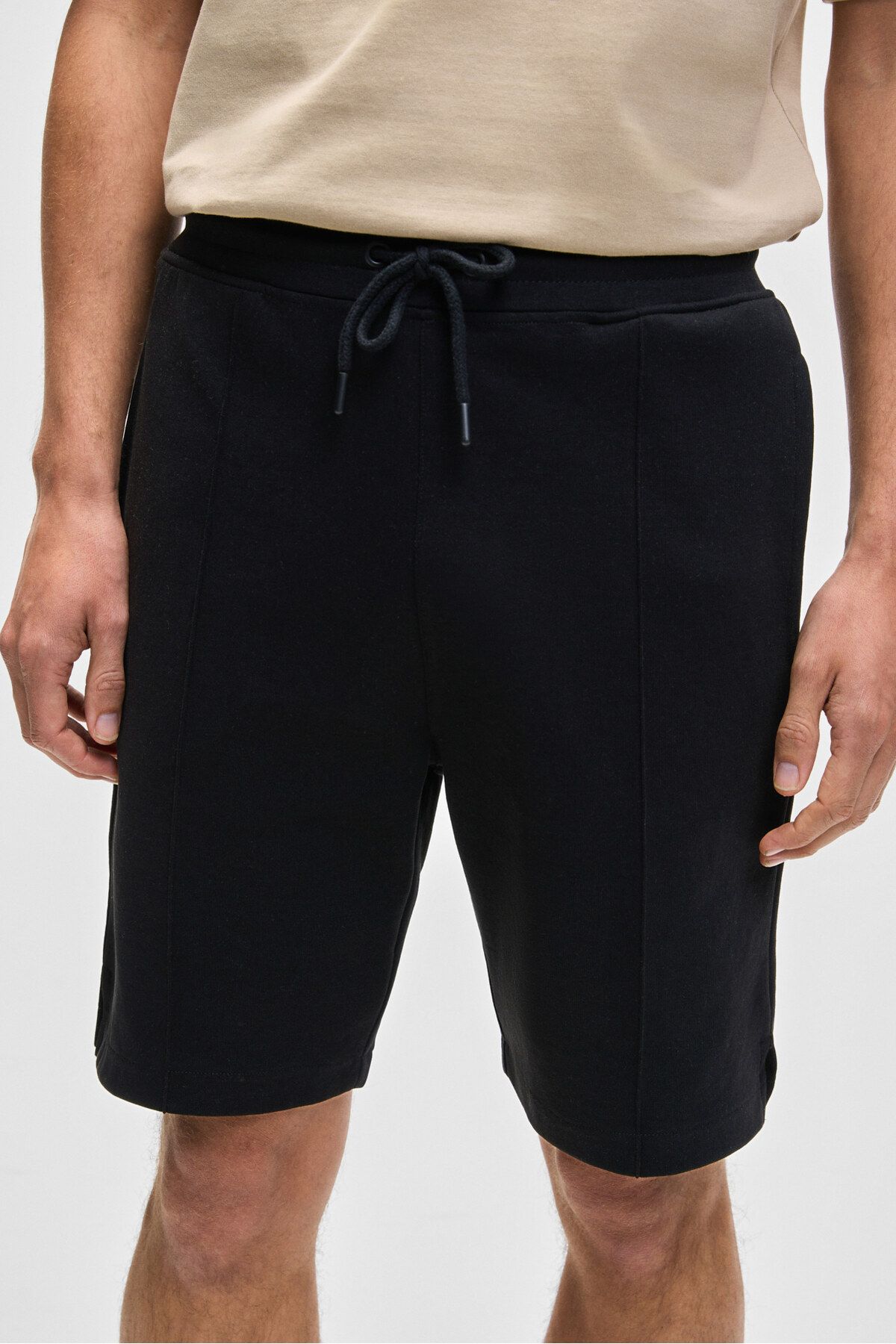 GRIMELANGE-Matsen Men's Relaxed Black Shorts with Elastic Waistband Side and Back Pockets 3