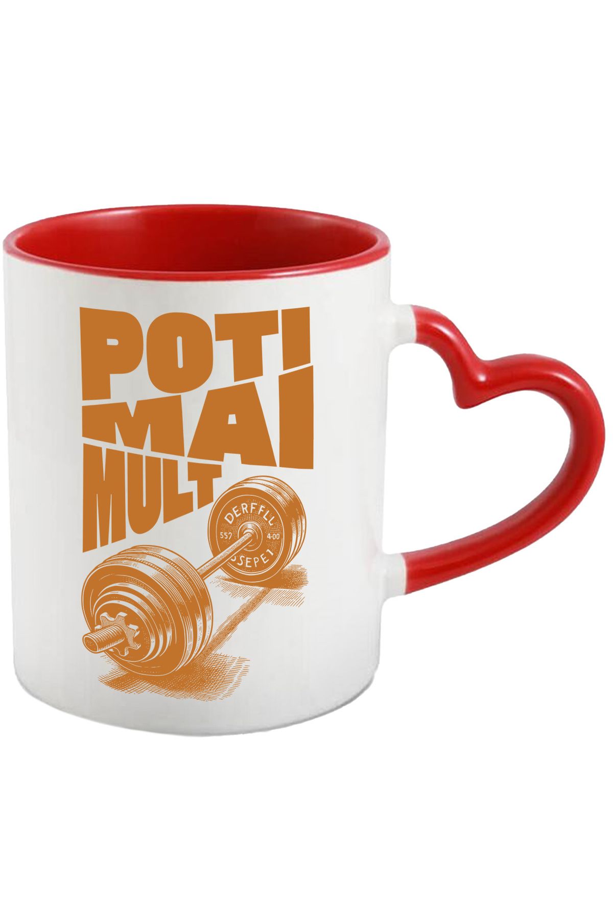 StoryGift Romania Cana Bara Cu Greutati Motivational Poti Mai Mult, 330ml, Ceramica Cu Maner Inima, Cu ,stg - One Size