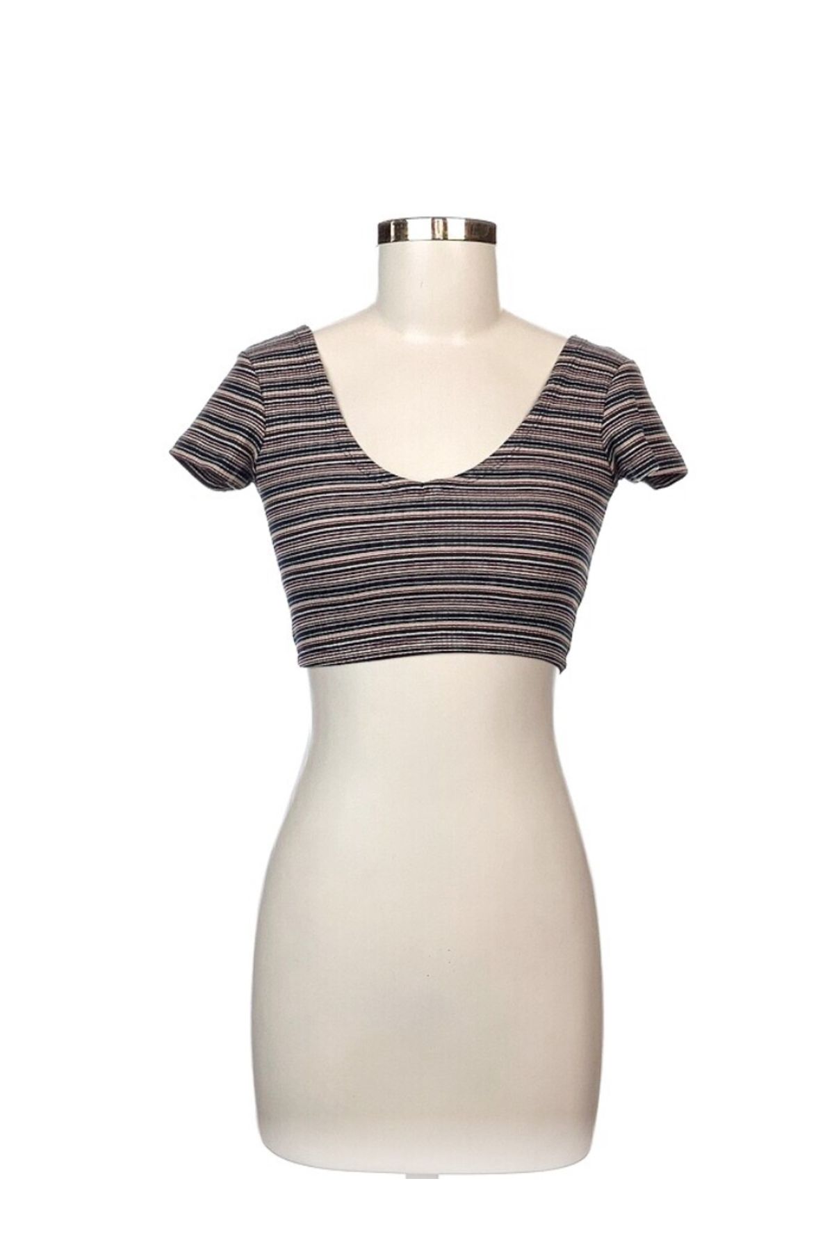 İNCİ MABEL BUTİK V Sırt Detaylı Çizgili Crop