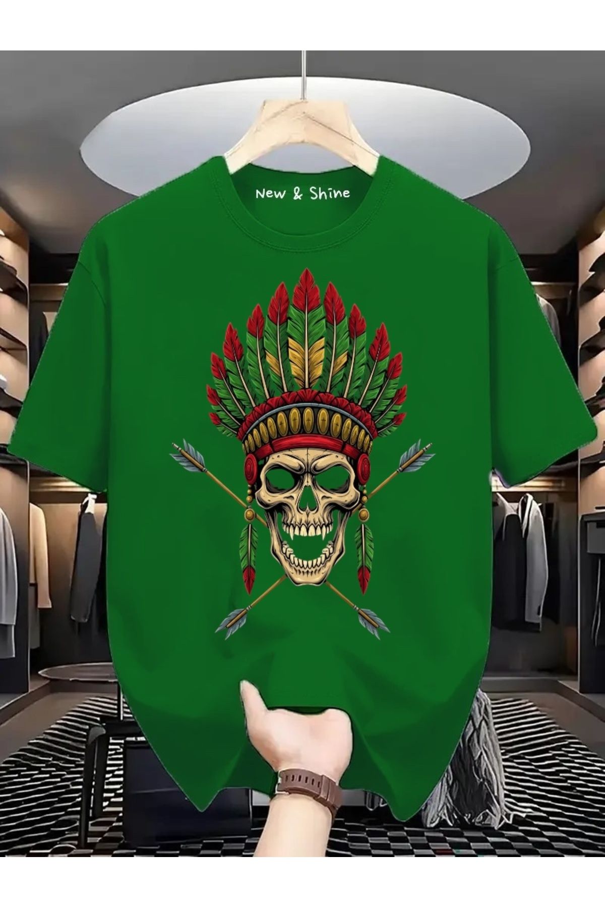 New Shine Kuru Kafa Baskılı Oversize T-Shirt