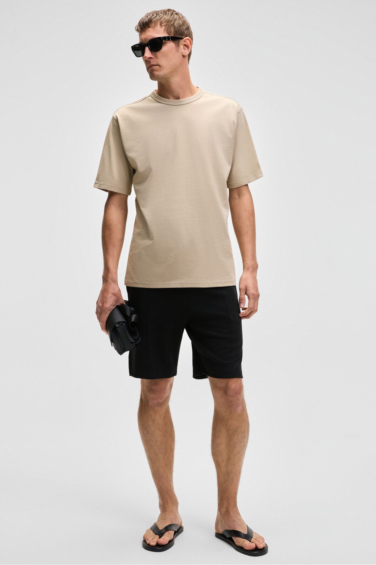 GRIMELANGE-Matsen Men's Relaxed Black Shorts with Elastic Waistband Side and Back Pockets 4