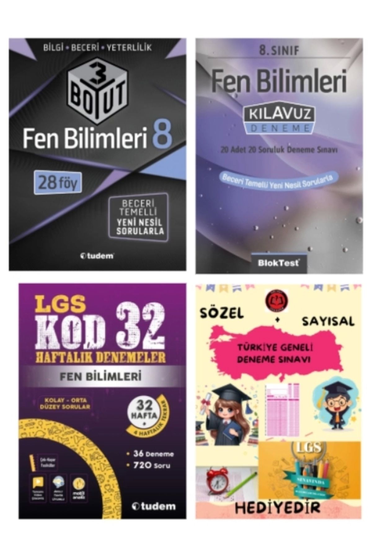 Tudem Yayınları TUDEM YAYINLARI LGS FEN BİLİMLERİ 3 BOYUT BECERİ TEMELLİ SORU BANKASI - FEN BİLİMLERİ KLAVUZ DENEME