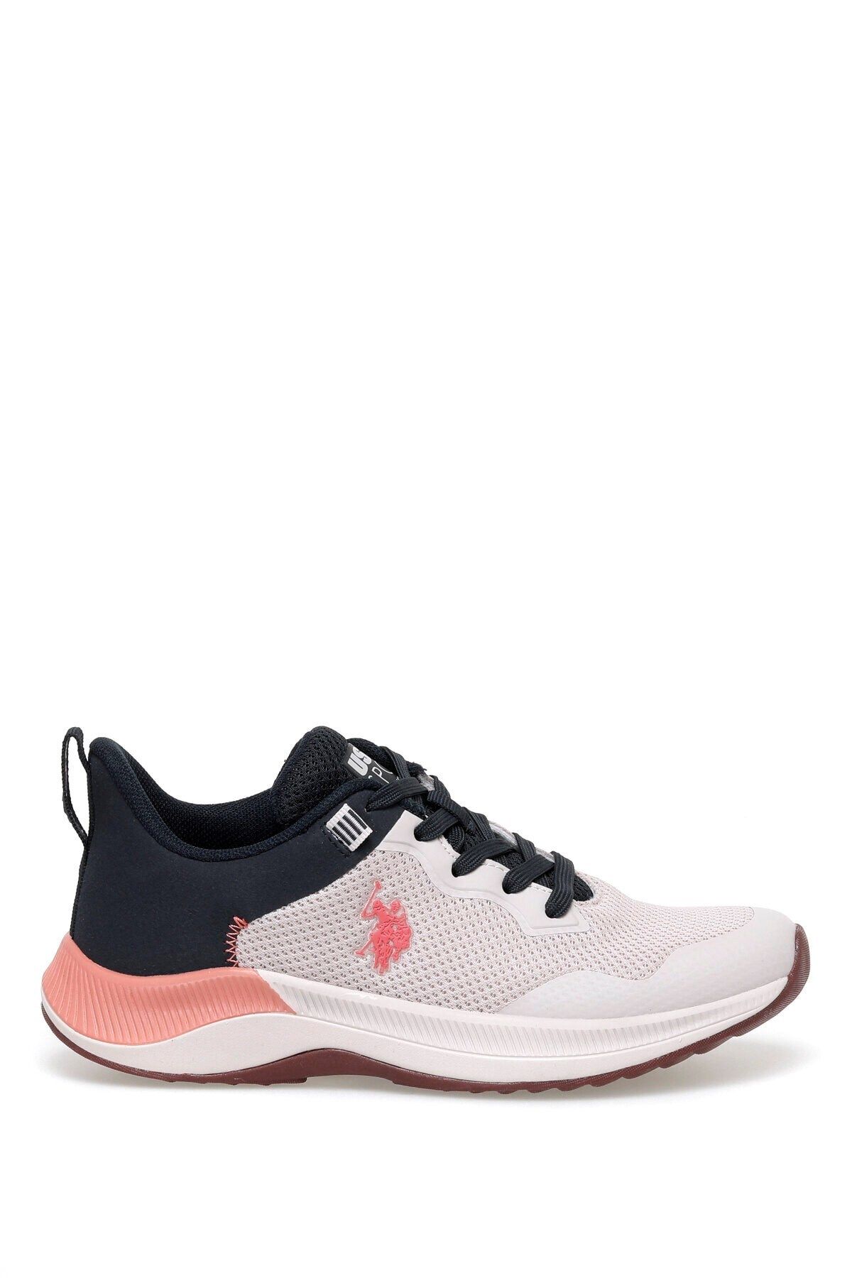 U.S. Polo Assn. Bağcıklı Rahat Taban Koşu Ayakkabısı Pudra Kadın Sneaker Pudra