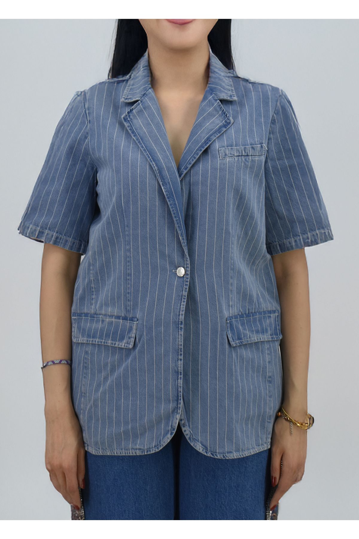 Primary Çizgili Denim Blazer R103