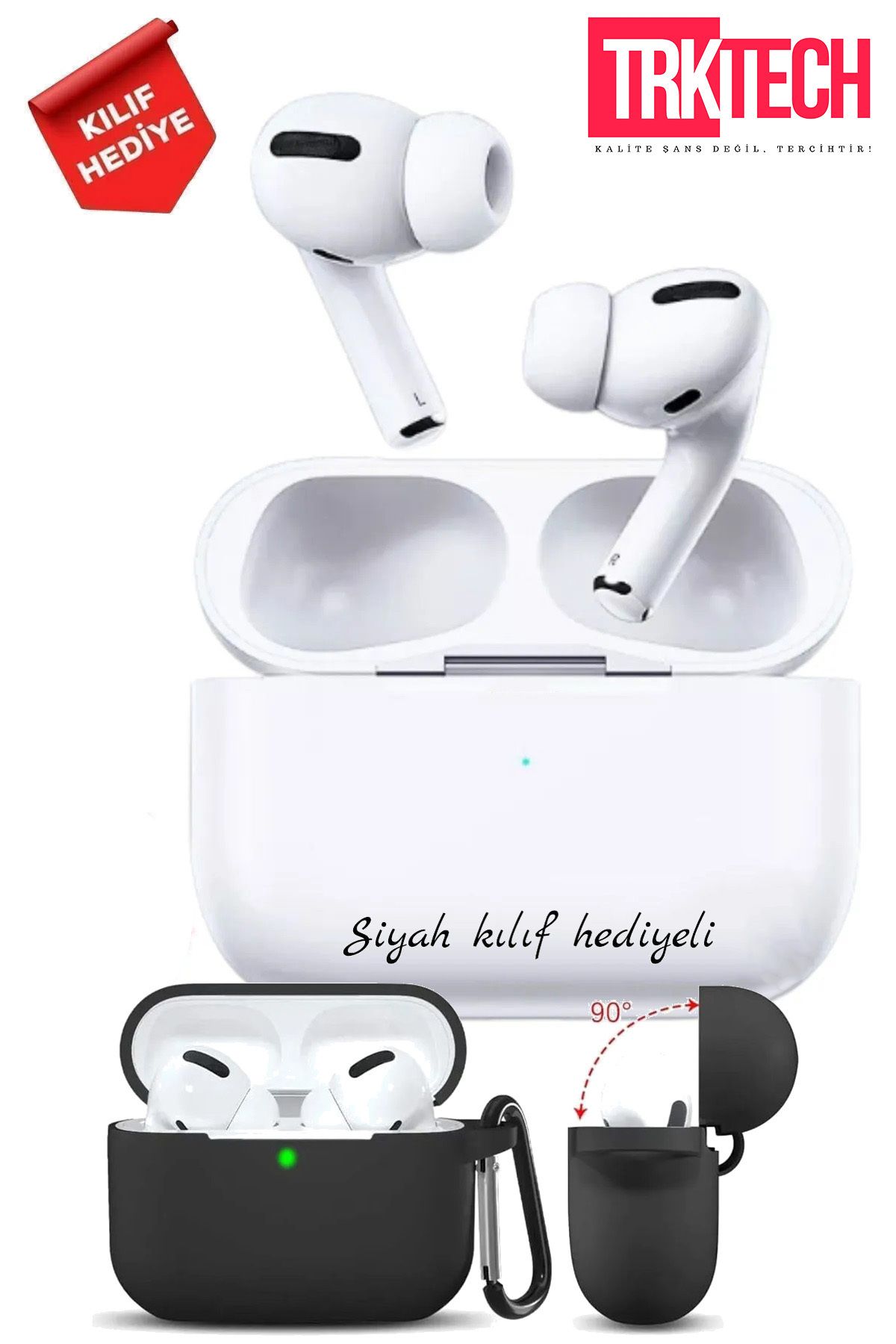 PARAMUN Beyaz Pro 2. Nesil ios Android Uyumlu Kablosuz Şarj Özellikli Bluetooth Kulaklık Kılıf Hediyeli