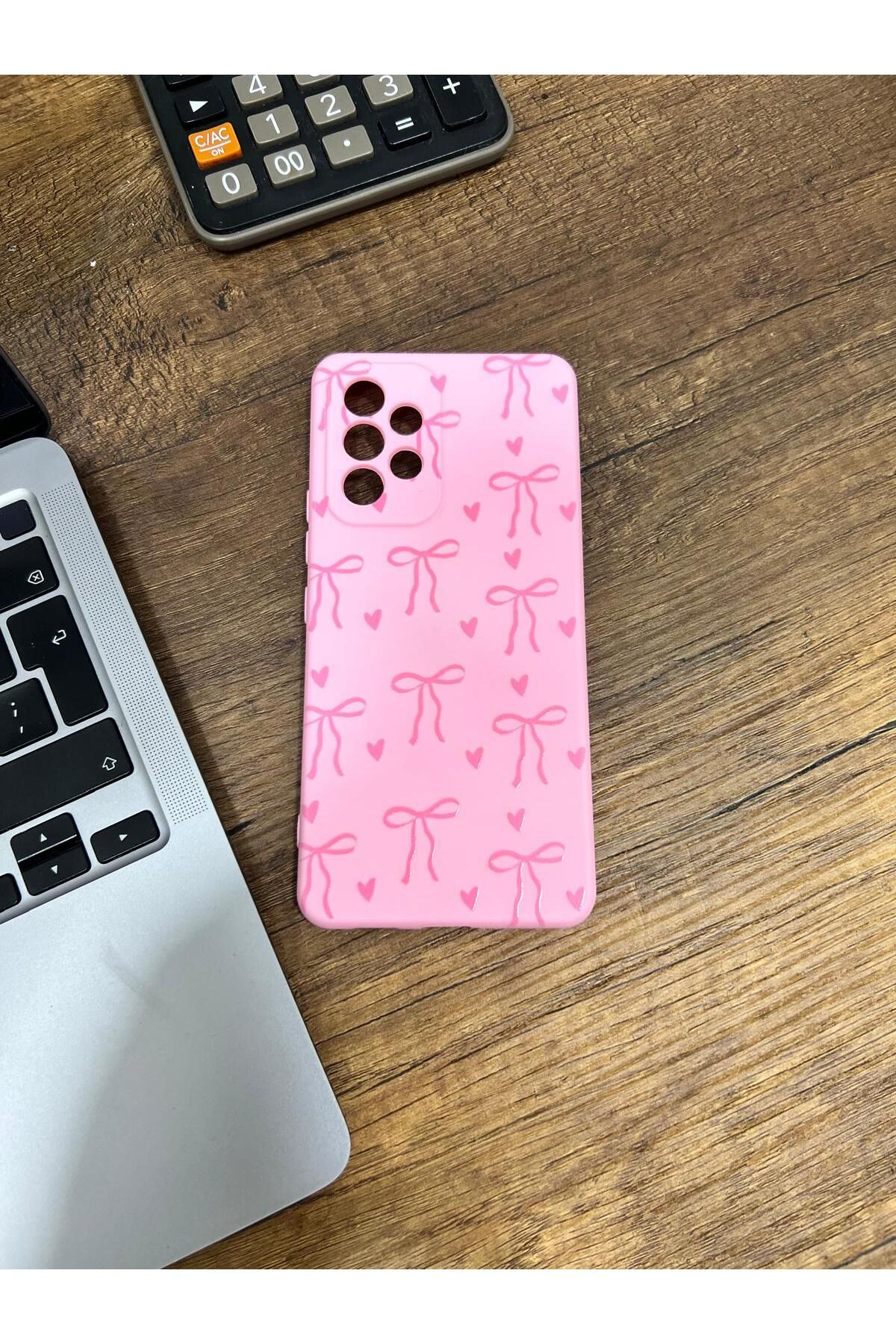 HZR Samsung A53 Kurdele Desenli Pembe Silikon Kılıf