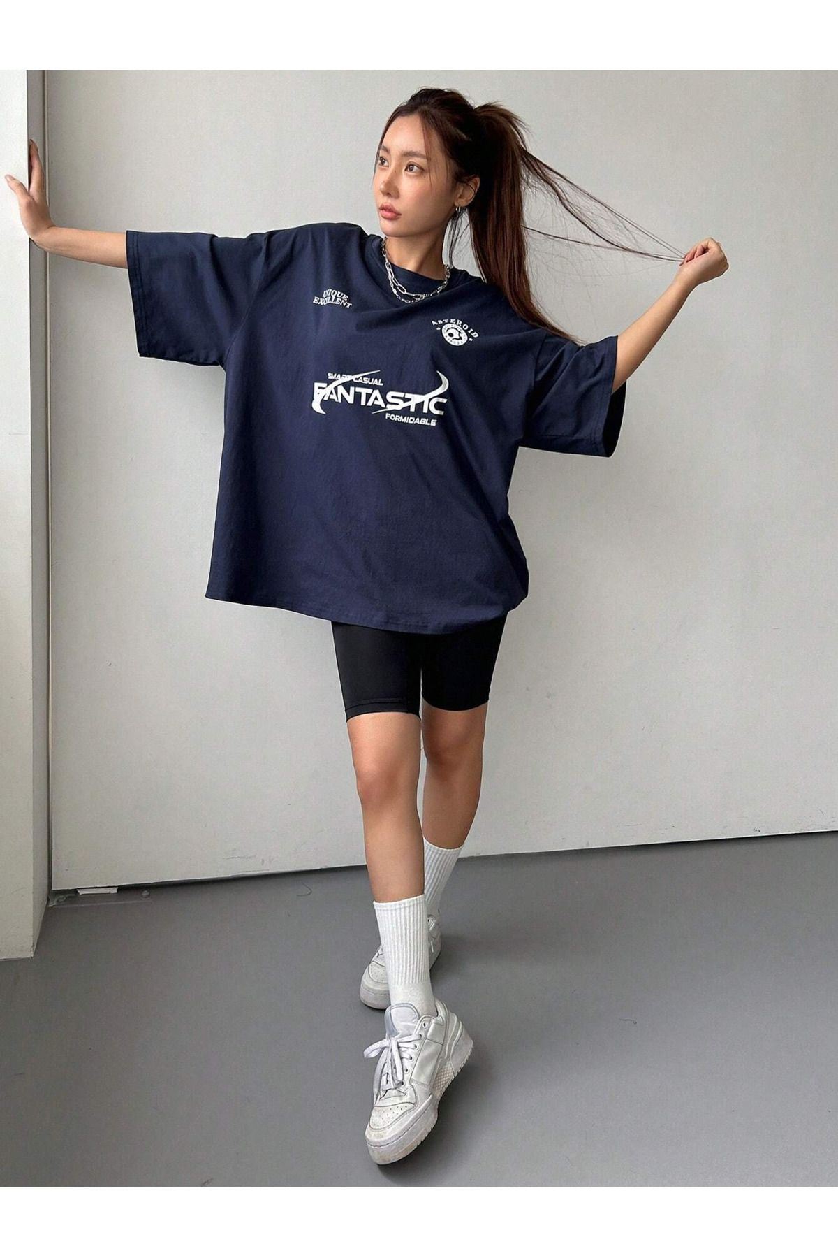 Sweetline Fantastıc Süprem T-Shirt - Siyah Baskılı Oversize Bisiklet Yaka Kısa Kol Tişört görsel 4