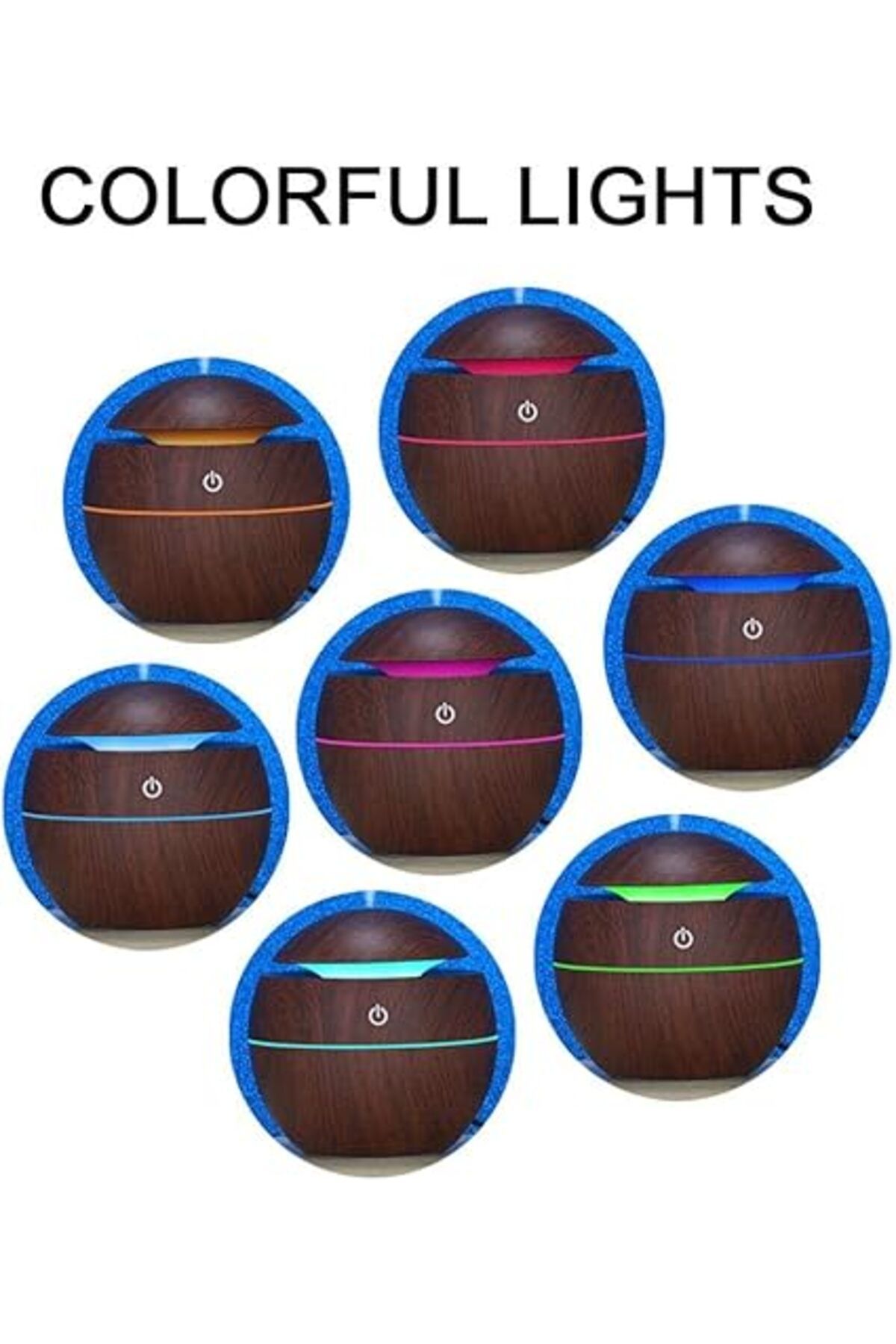 MACVI-Macvi® UM-06 Aromatherapy Humidifier Diffuser, with 7 LED Colors, USB, 130 ml, Round, Brown 3