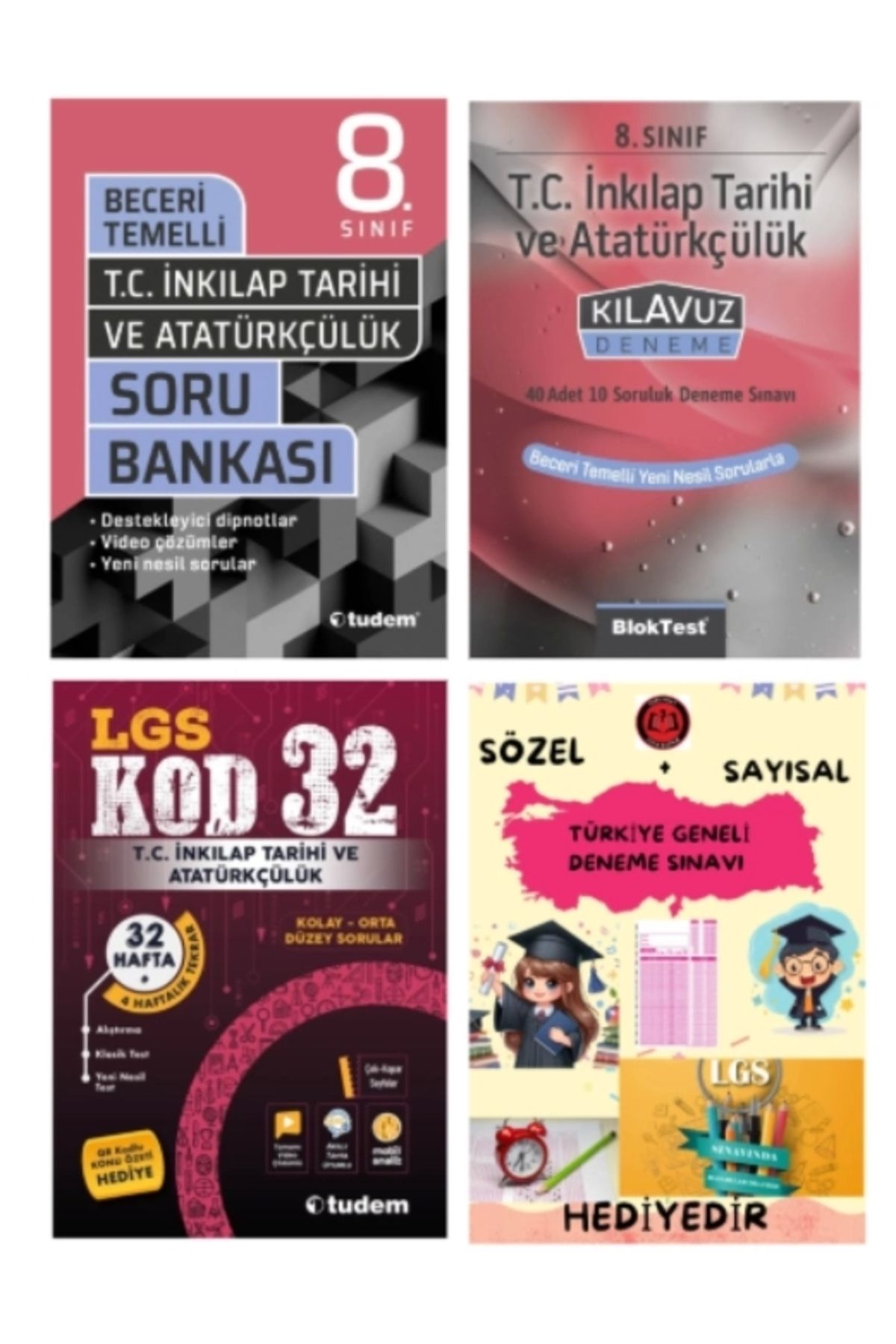 Tudem Yayınları TUDEM YAYINLARI LGS T.C İNKILAP TARİHİ BECERİ TEMELLİ SORU BANKASI - T.C İNKILAP TARİHİ KLAVUZ DENEM
