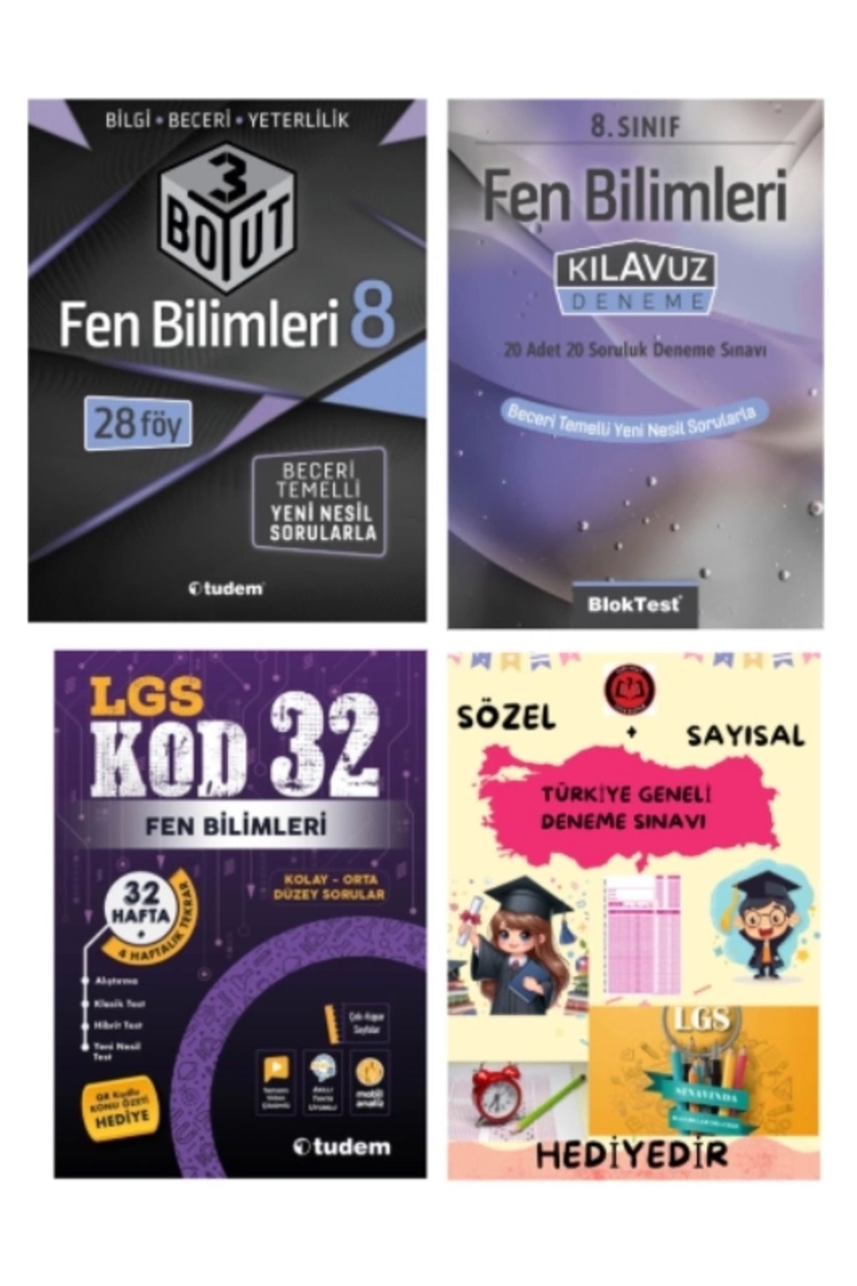 Tudem Yayınları TUDEM YAYINLARI LGS FEN BİLİMLERİ 3 BOYUT BECERİ TEMELLİ SORU BANKASI - FEN BİLİMLERİ KLAVUZ DENEME