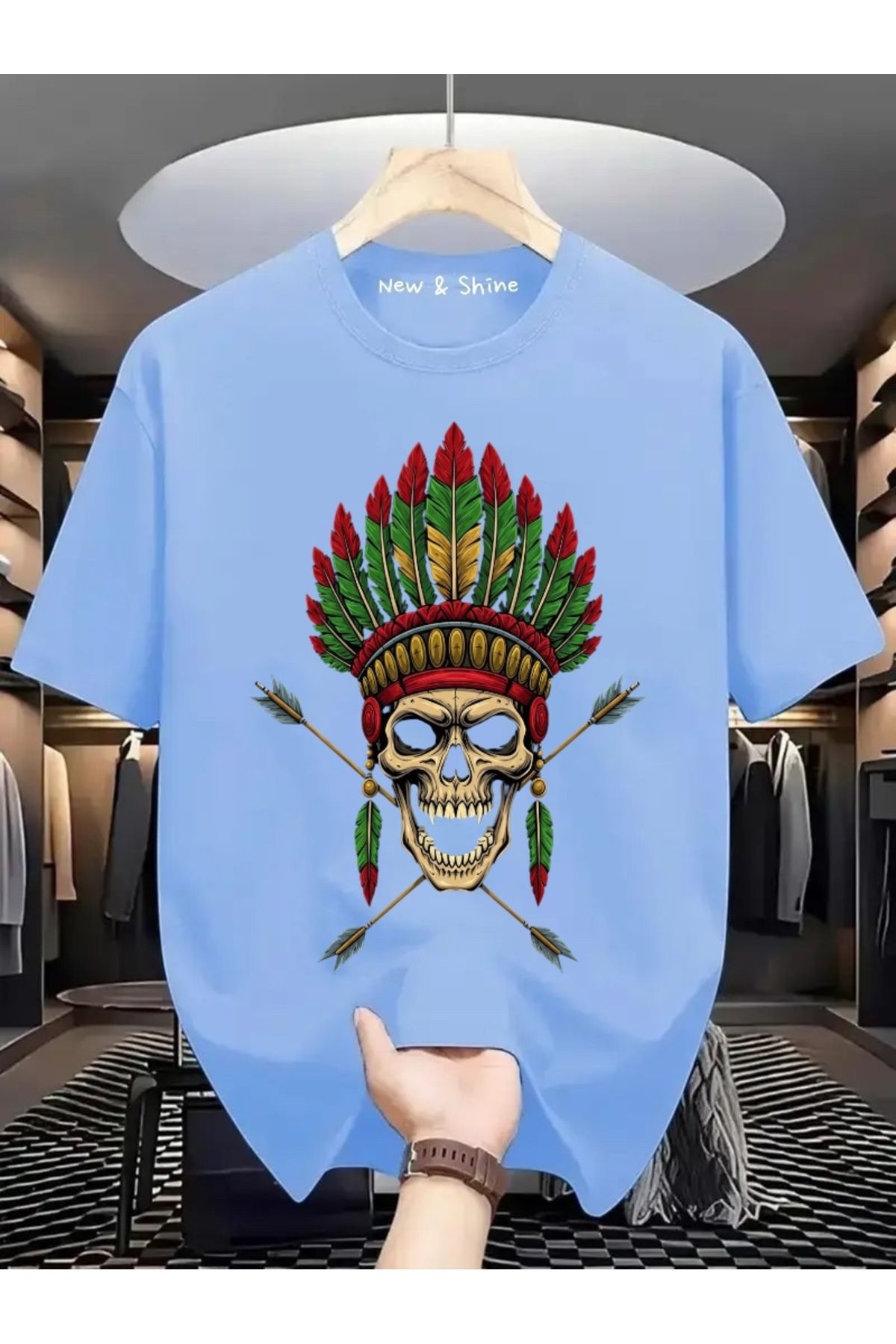 New Shine Kuru Kafa Baskılı Oversize T-Shirt