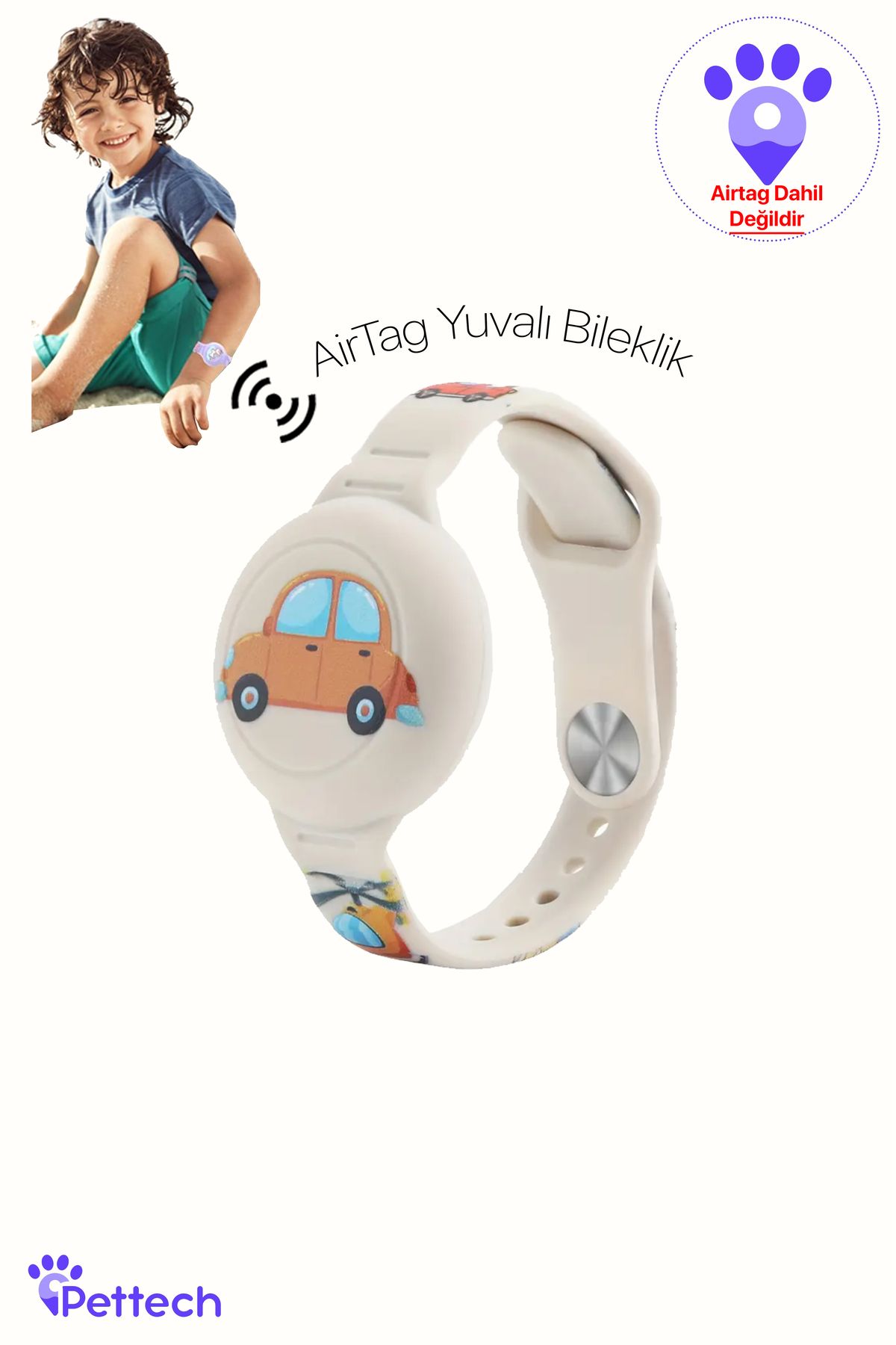 Pettech Çocuklar İçin AirTag Yuvalı Bileklik