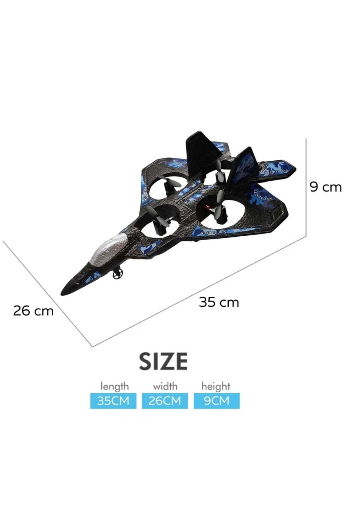 iUni-Lc222-a Remote Control Airplane, Thunder Jet X, 360° Acrobatics, Gyroscope, Led Lights, Blue 9