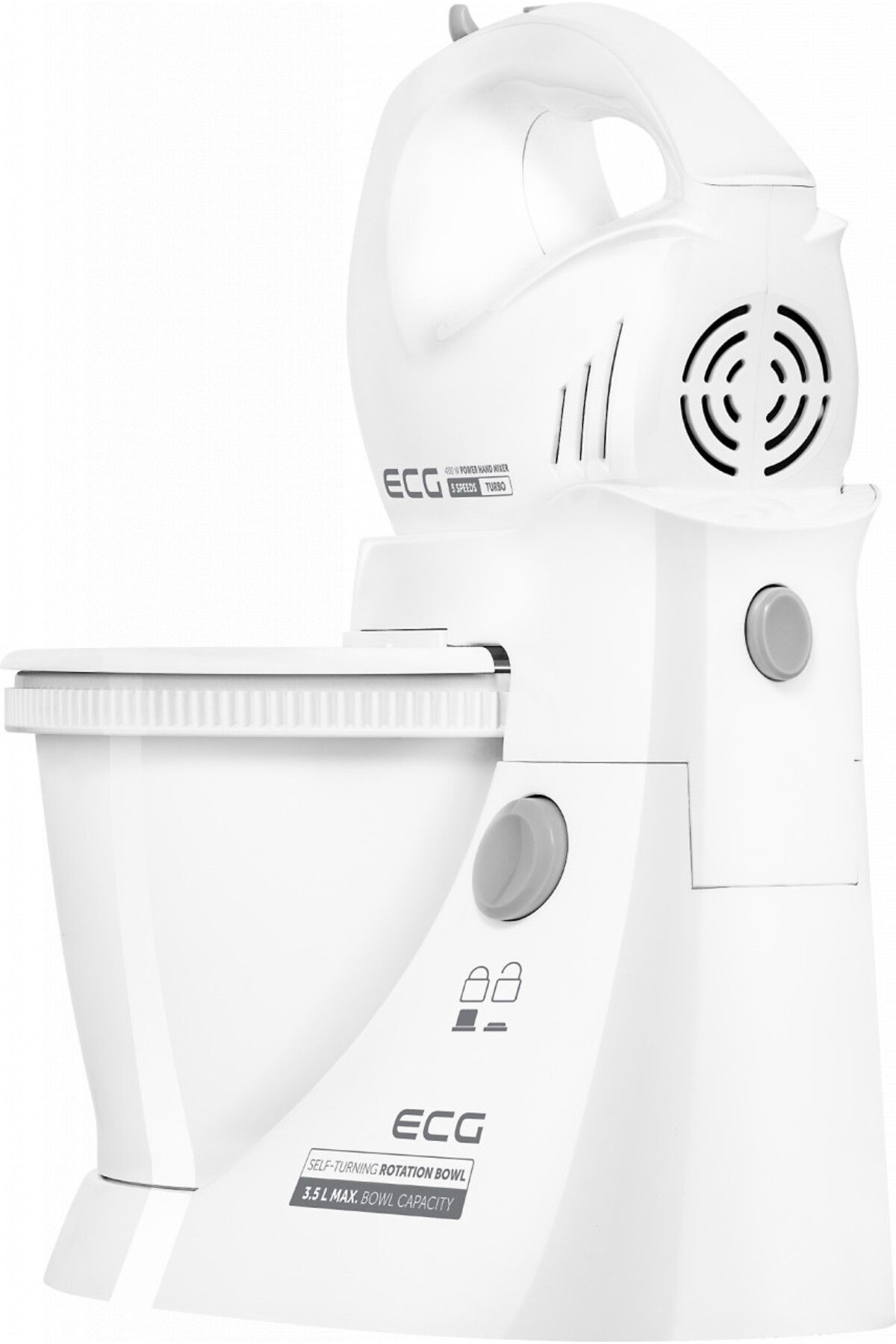 ECG-Hand Mixer With Rotating Bowl Rsm 4052, 400 W, 3.5 L, 5 Speeds, Turbo Function, White 10