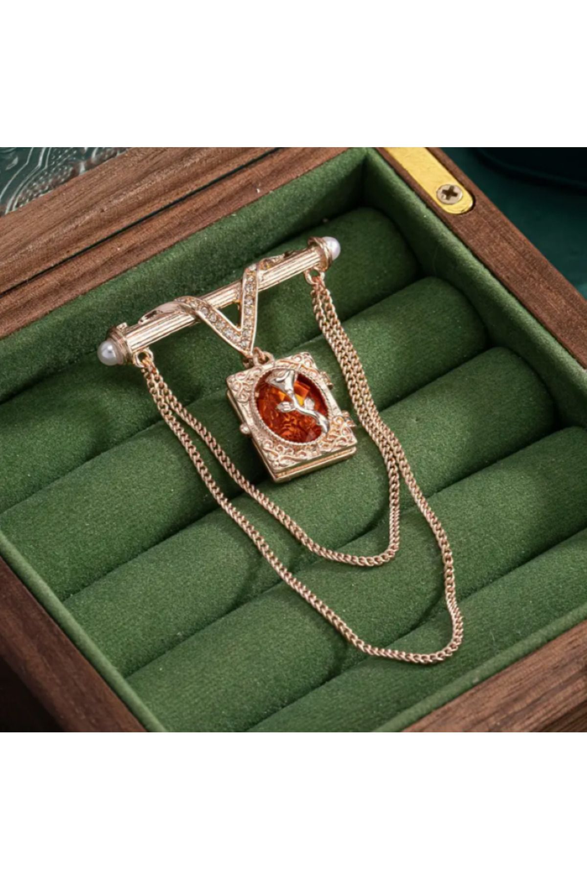MAURA LIYUZA Gül Detaylı Vintage Sallantılı Tasarım Broş