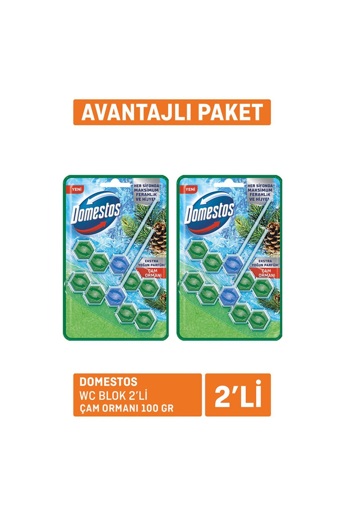 Domestos Wc Blok 2'li Çam Ferahlığı 2x100 G