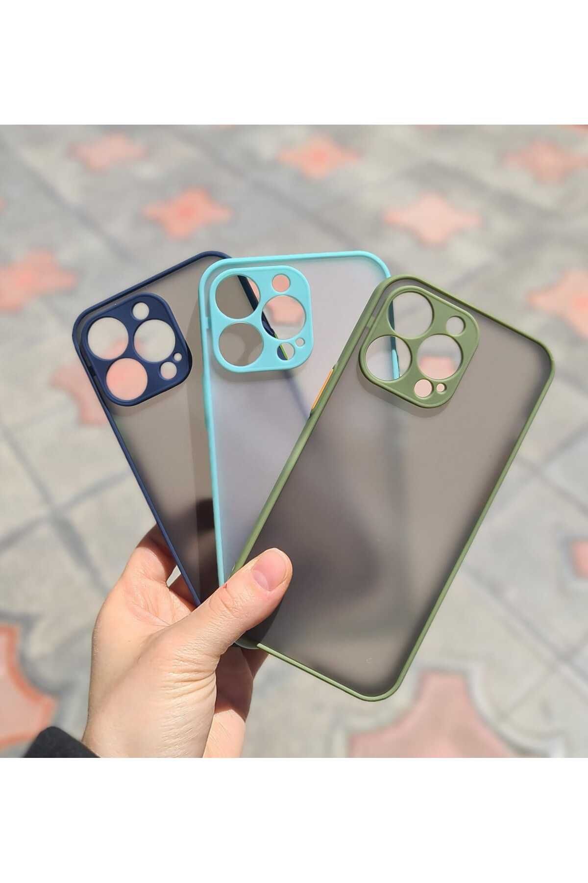 CEP-HANE Apple iPhone 13 Pro Kenarları Renkli Kamera Korumalı Transparan Kılıf