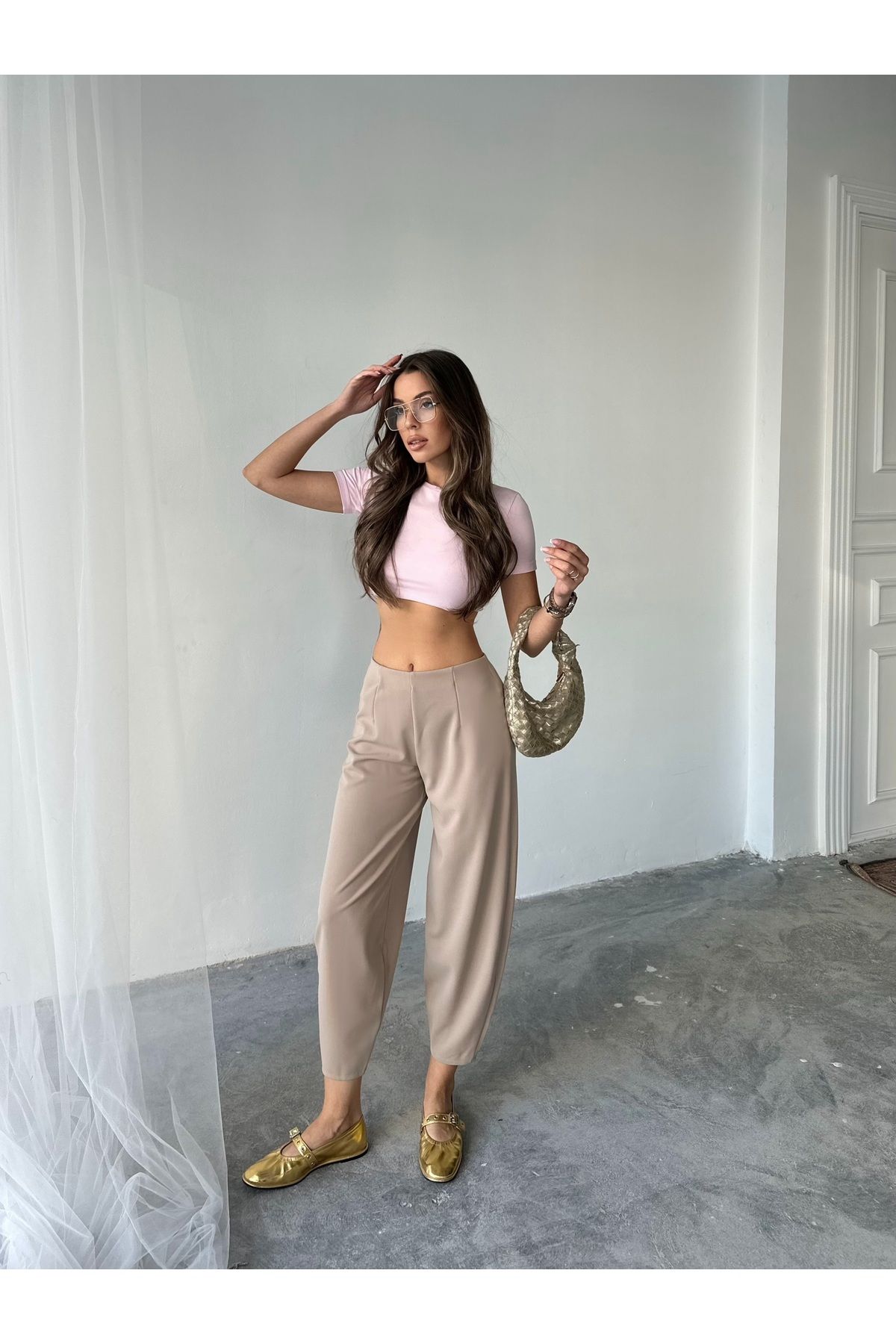 MossMoi Scuba Krep Kumaş Şalvar Model Balon Pantolon