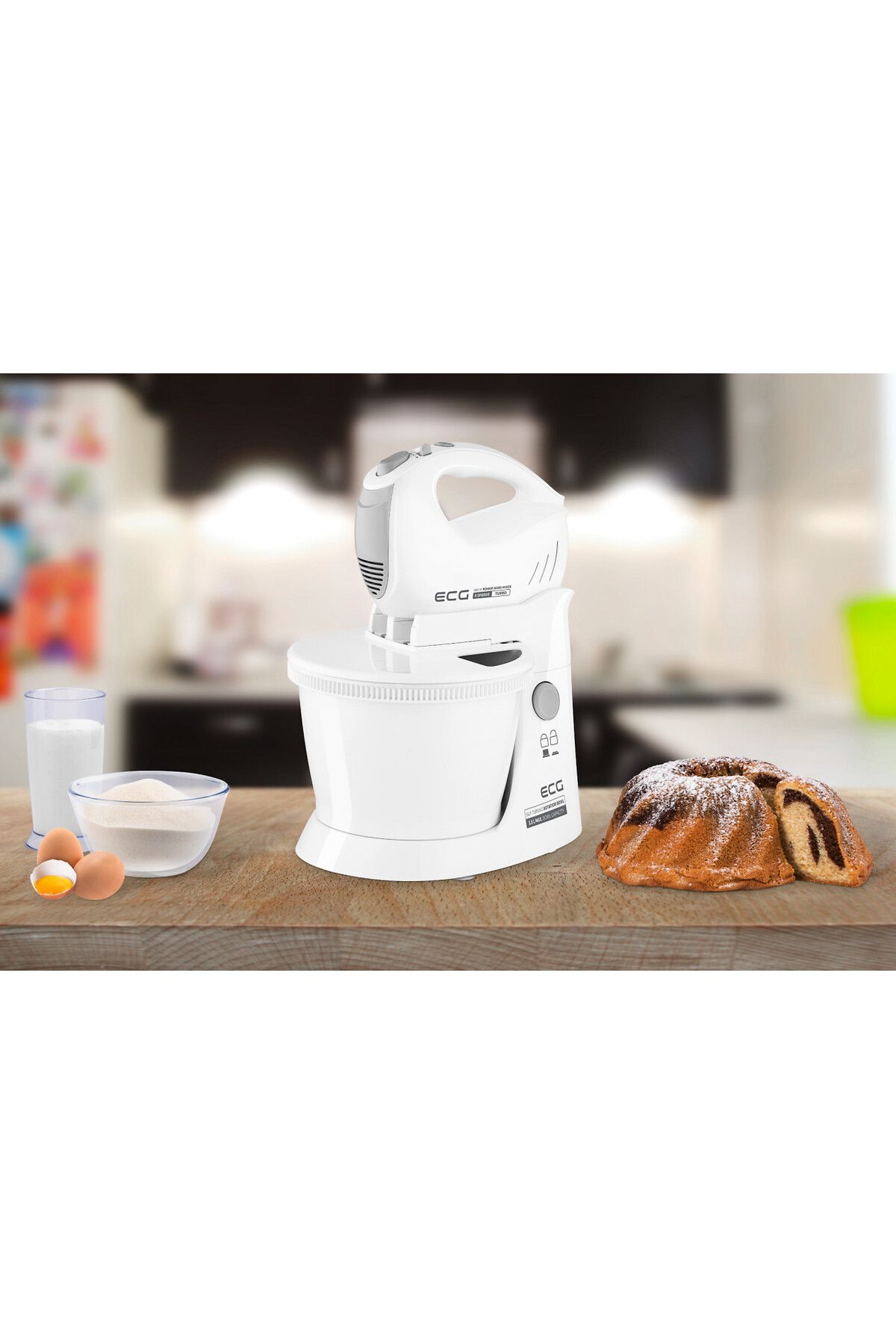 ECG-Hand Mixer With Rotating Bowl Rsm 4052, 400 W, 3.5 L, 5 Speeds, Turbo Function, White 3