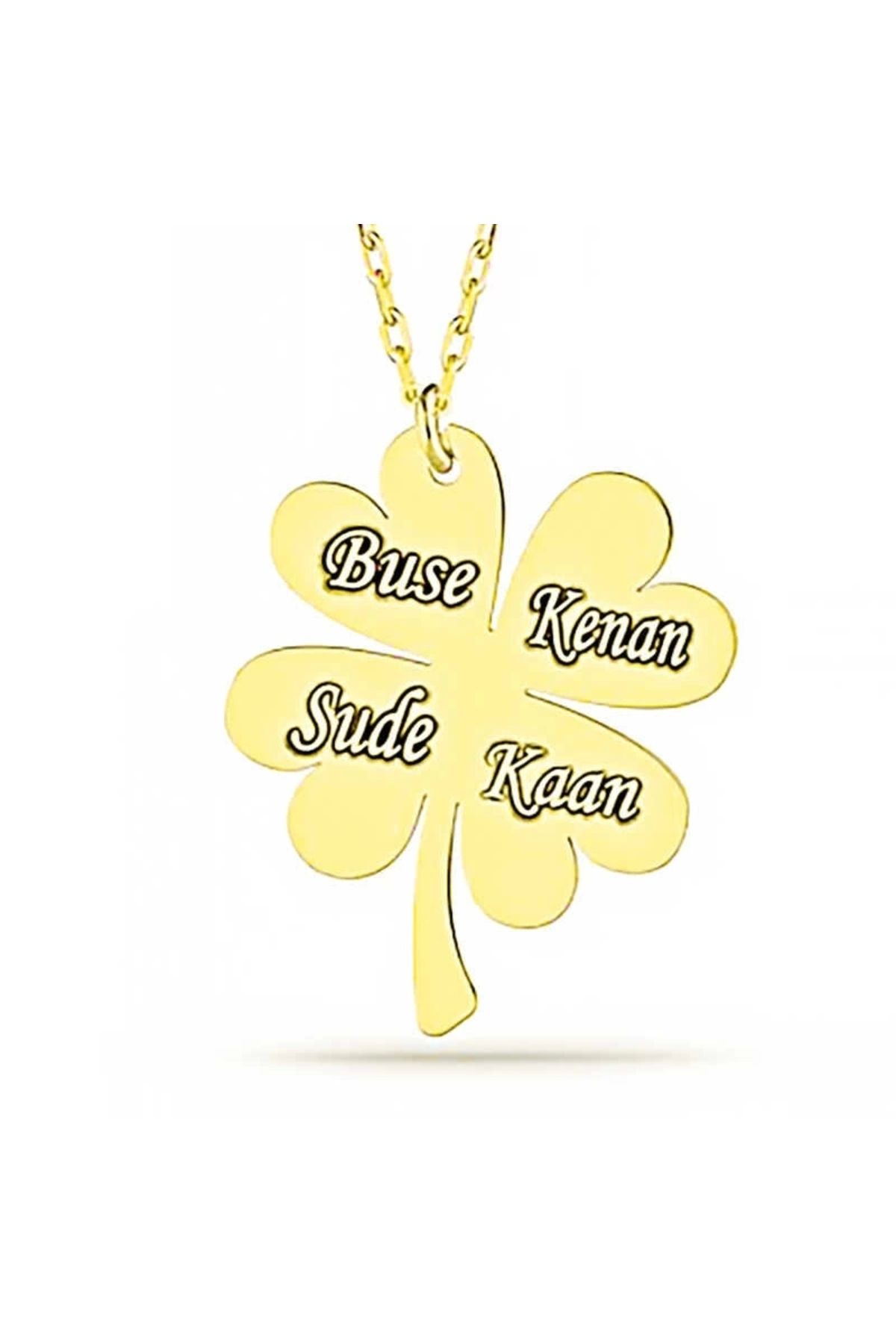 luz&pos Gümüş Gold Dört Yaprak İsimli Yonca kolye