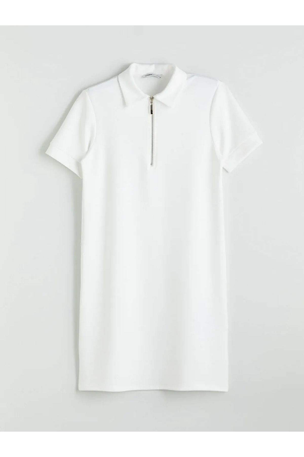 LCWAIKIKI Classic Beyaz Polo Yaka Midi Elbise