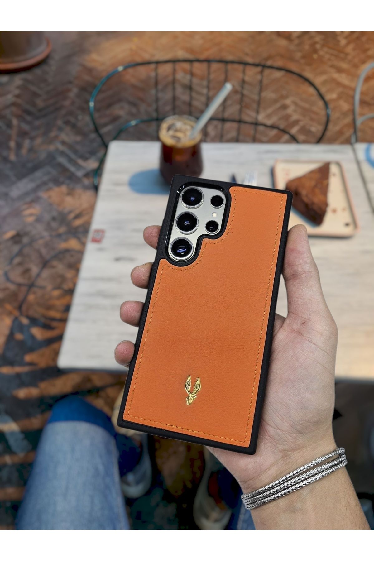 VİSSO Visso Hakiki Deri SAMSUNG GALAXY S25 ULTRA İsme Özel Deri Telefon Kılıfı UNİSEX TURUNCU NAPA