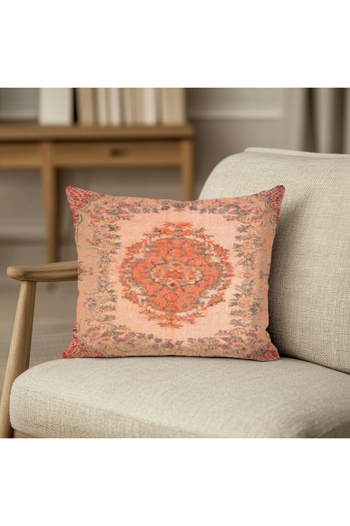 TURKISHRUG KINGDOM Geleneksel Tarzda Patchwork Kırlent Kılıfı Kare