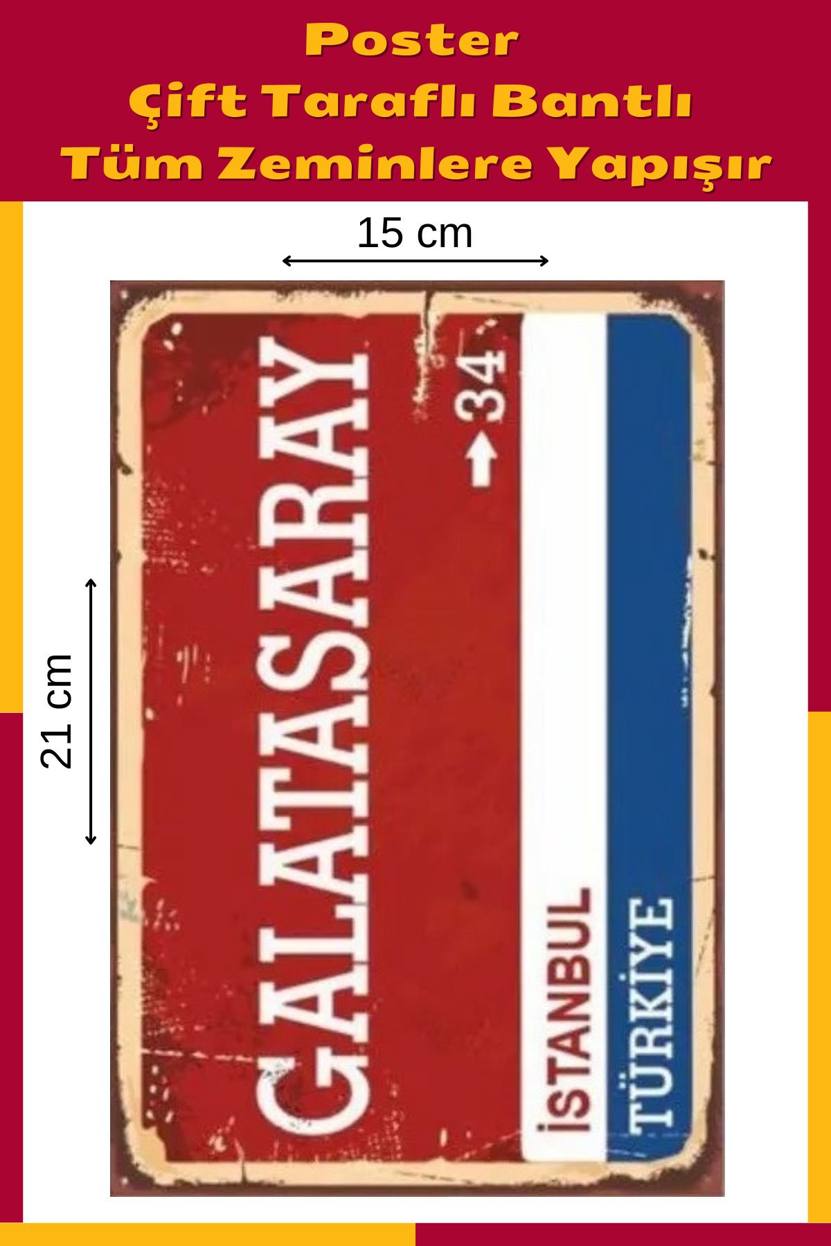 Welly Jones GS ŞEHİR TABELASI, KALİTELİ BASIM 15X21 cm, (Tüm Zeminlere Yapışır).
