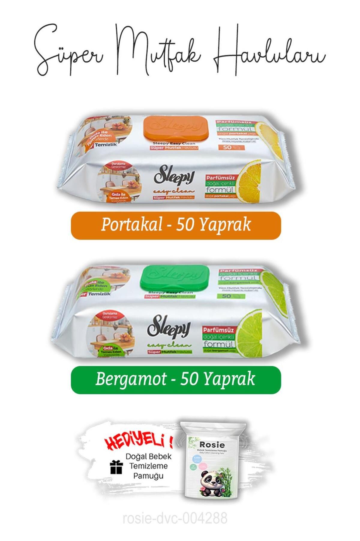 Sleepy Süper Mutfak Havlusu Bergamot ve Portakal 50'li ve ROSIE