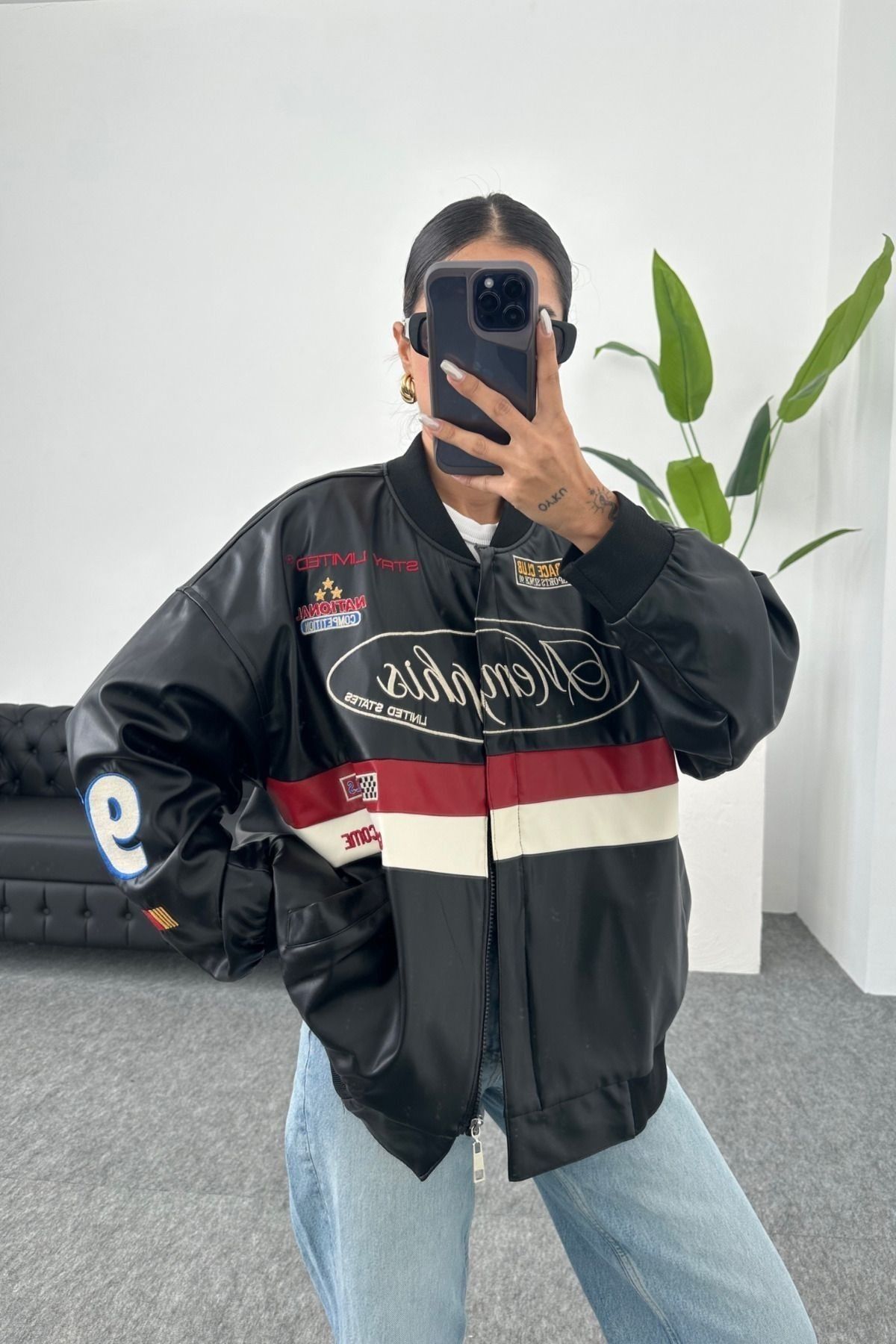 Chef d'atelier Unisex Siyah Motorcu Ceketi