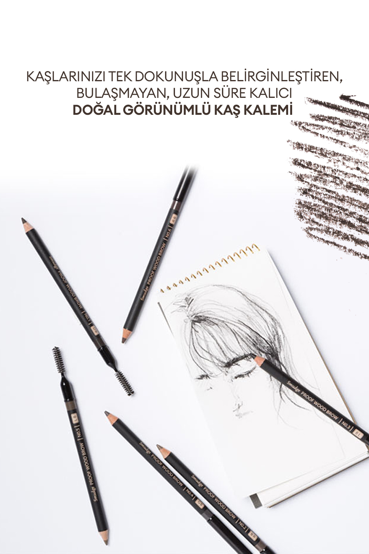 Bulaşmayan Kalıcı Doğal Kaş Kalemi Smudge Proof Wood Brow No.2 (BROWN) — قهوه‌ای 10074 — تصویر 7 از 7