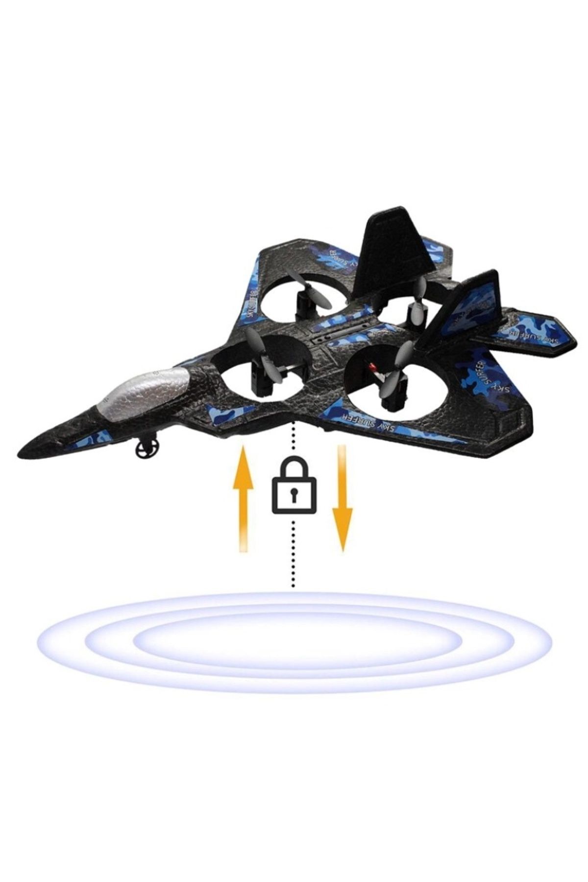 iUni-Lc222-a Remote Control Airplane, Thunder Jet X, 360° Acrobatics, Gyroscope, Led Lights, Blue 5