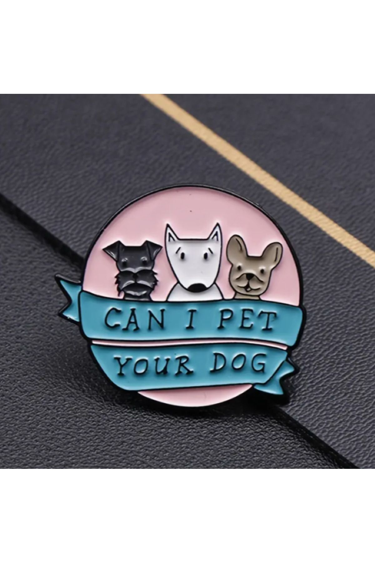MAURA LIYUZA "Can I Pet Your Dog" Yazılı Sevimli Köpekler Detaylı Tasarım Broş