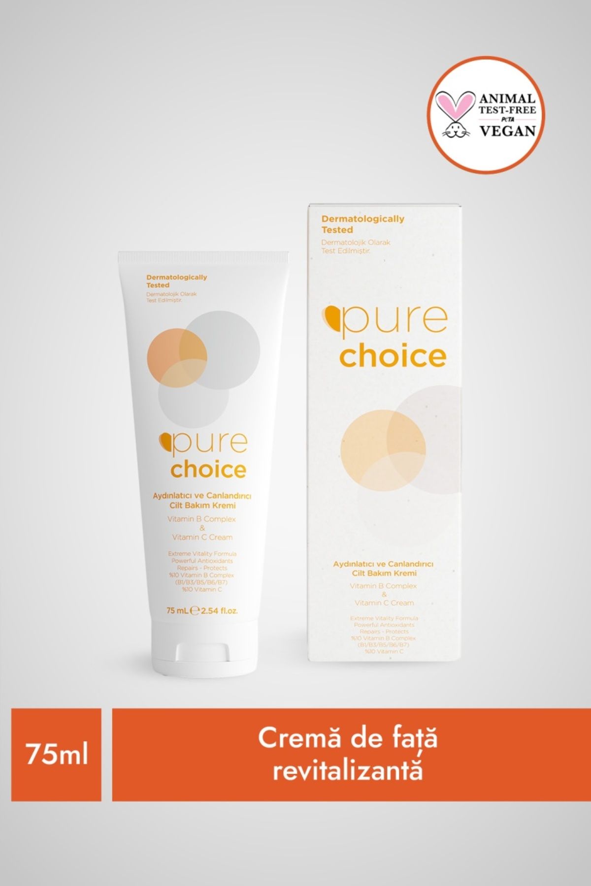 Pure Choice Cremă De Față Revitalizantă Cu Vitamina C (10%) Si Complex Vitamine B (10%), 75 Ml - One Size