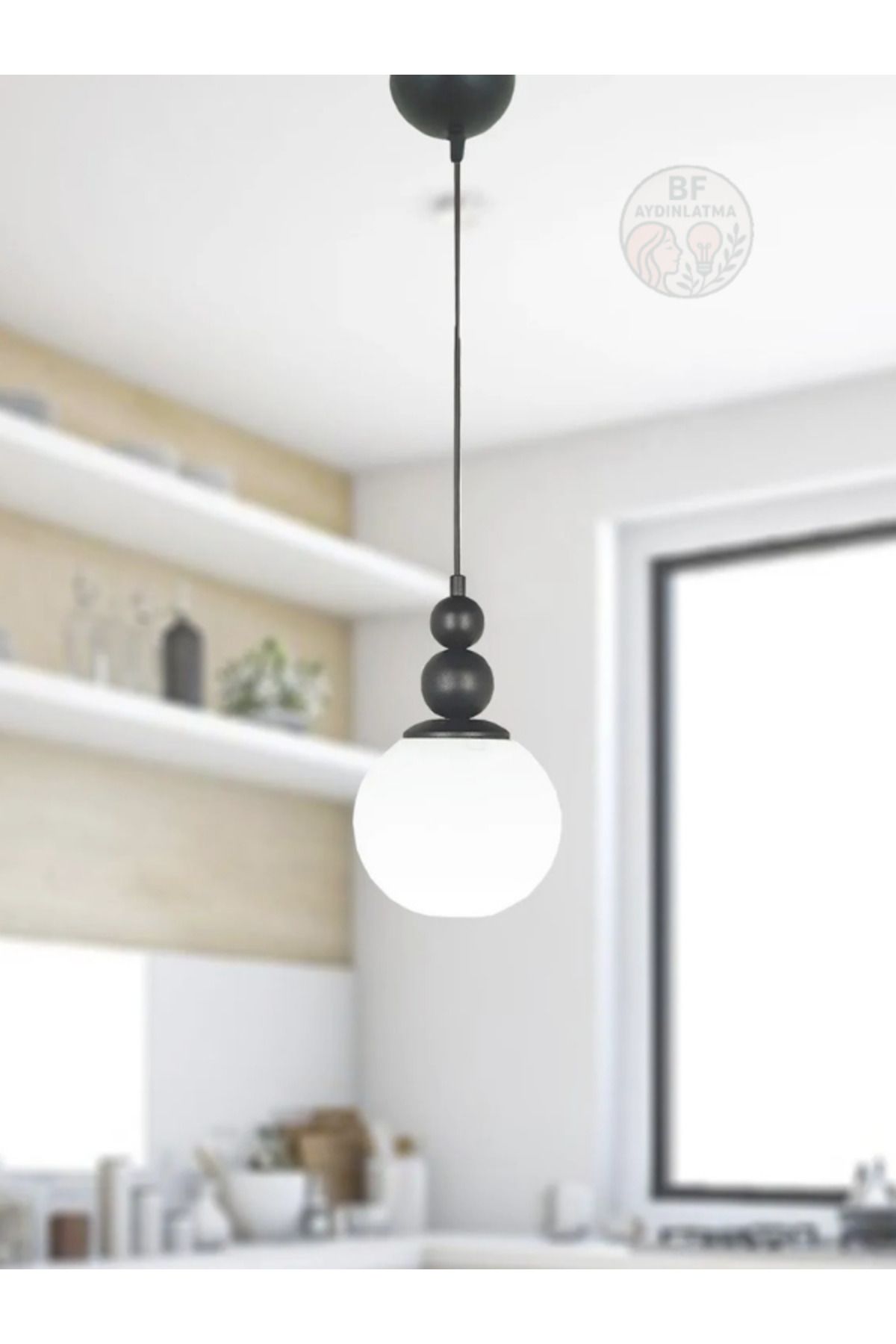 B&F STORE NEW STYLE Pin Tekli Avize Siyah Beyaz Cam